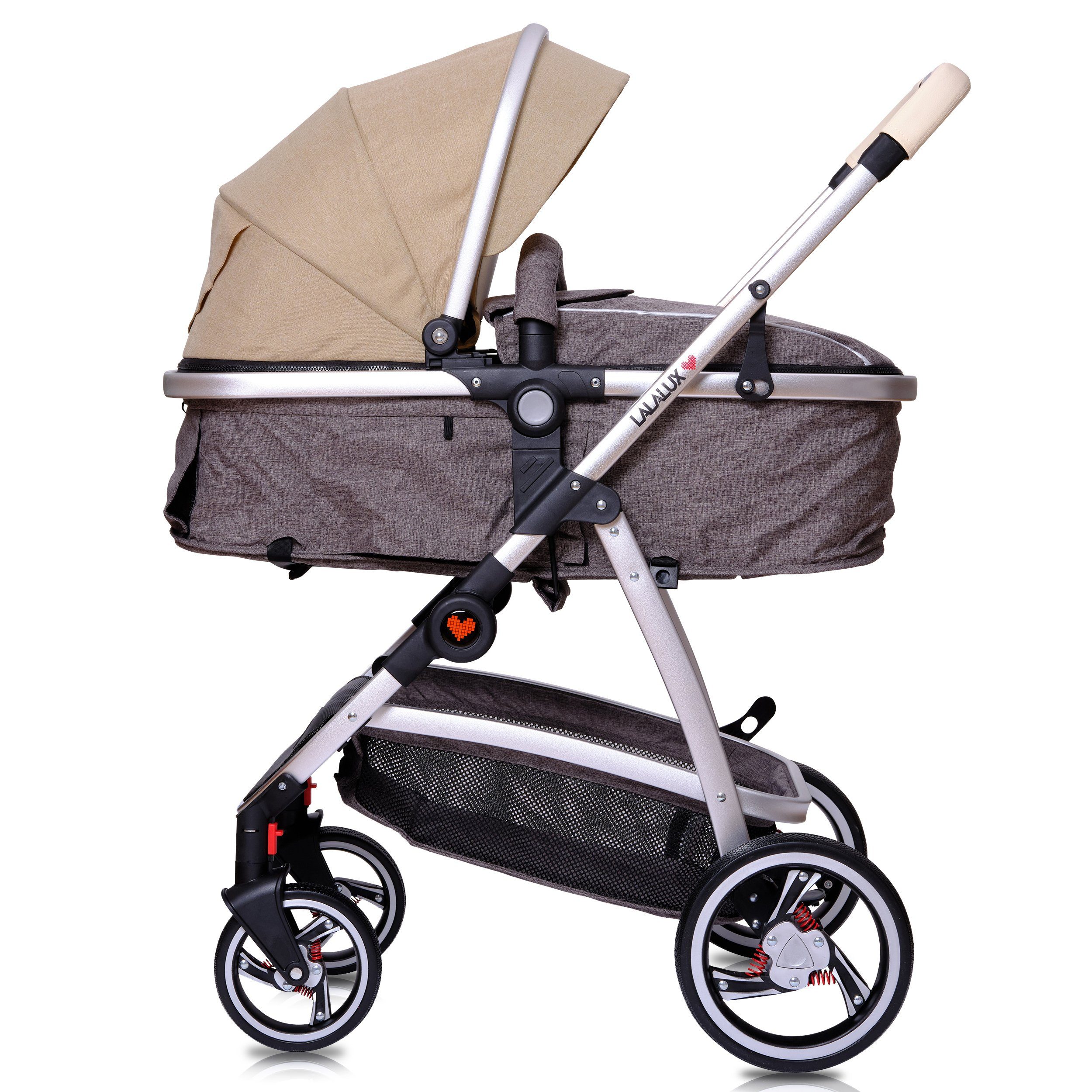 Lalalux Kombi-Kinderwagen Kinderwagen Babyboomer, 3 in 1 Kombi-Kinderwagen, aus wetterfestem und atmungsaktivem Material