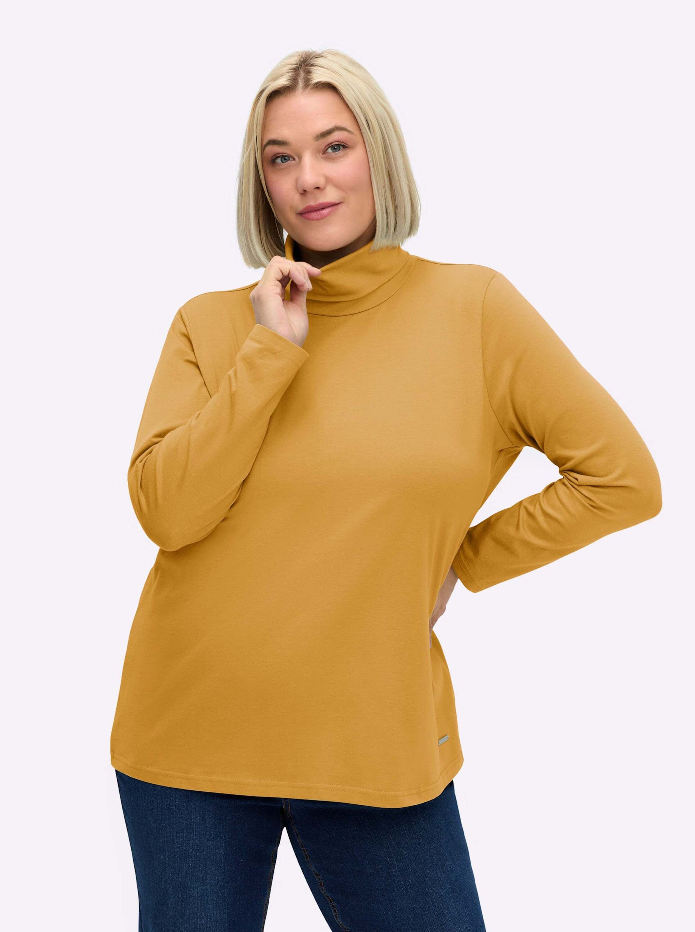 T-Shirt Rollkragen-Shirt Langarm