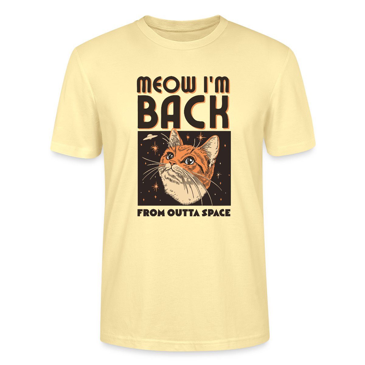 T-Shirt Lustiges Weltraum Katzen Motiv Unisex Bio T-Shirt