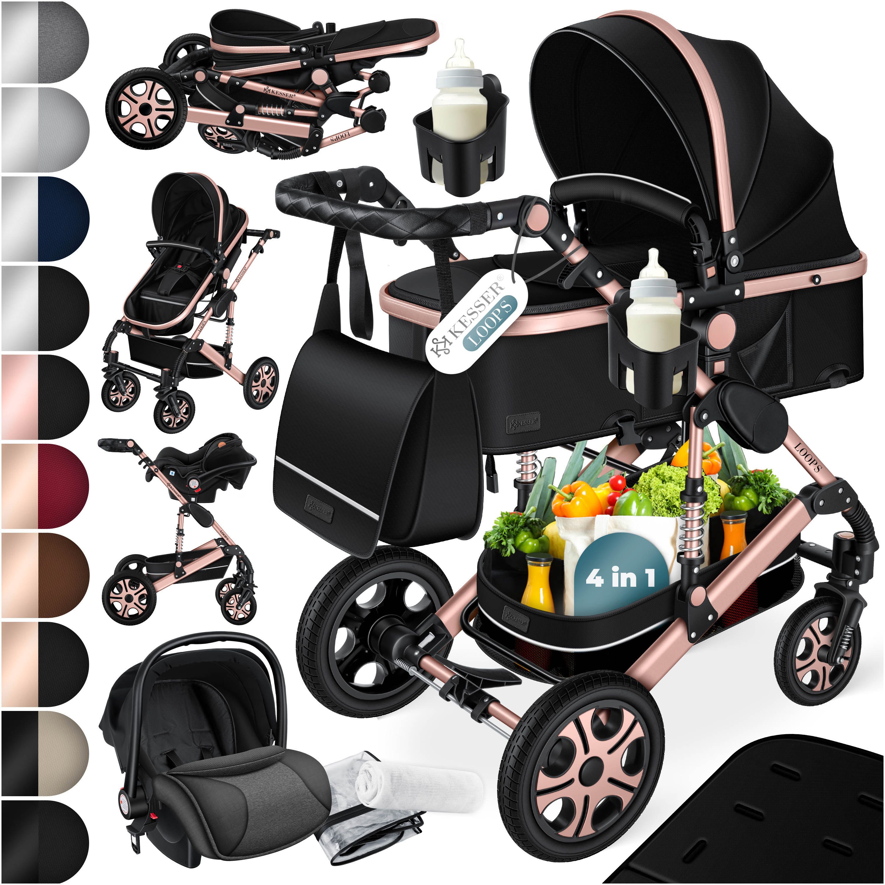 KESSER Kombi-Kinderwagen, 4in1 Loops Kinderwagen Komplettset auch als Buggy, Kinder bis 4 Jahre