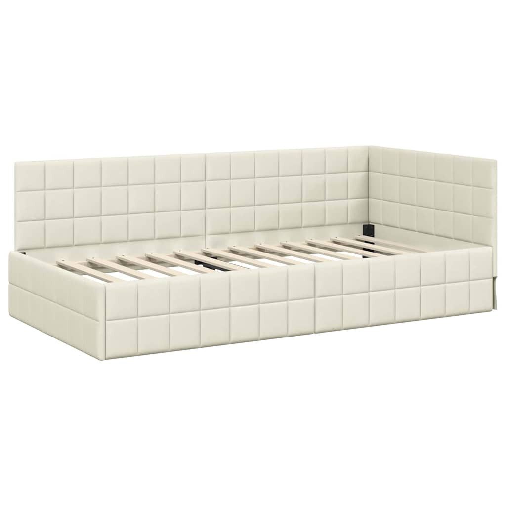 vidaXL Bett Eckbettgestell mit Kopfteil Creme günstig online kaufen