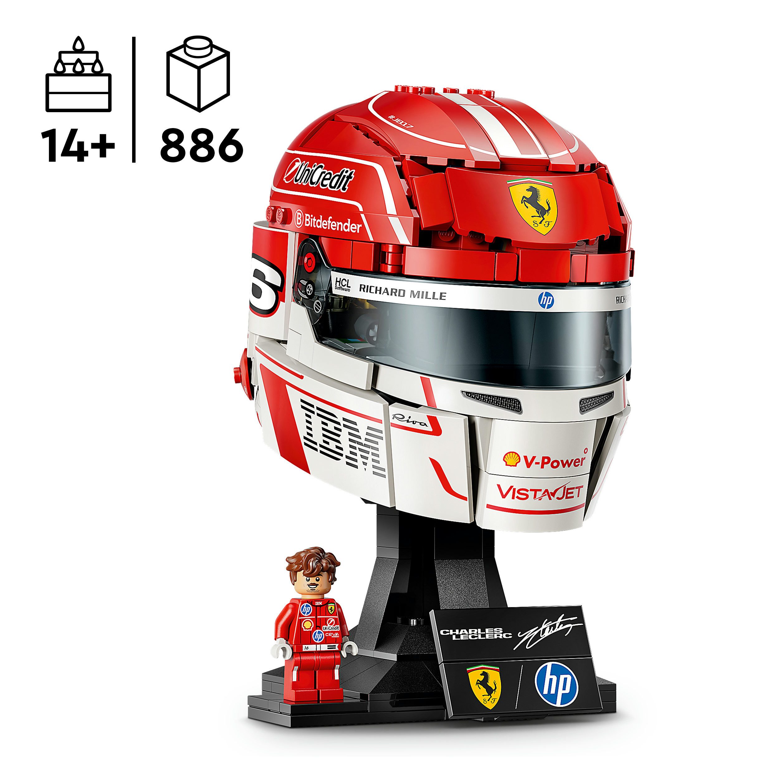 LEGO® Scuderia Ferrari HP Charles Leclerc Helm (43014) Konstruktionsspielsteine, (886 St), LEGO Editions Formula 1