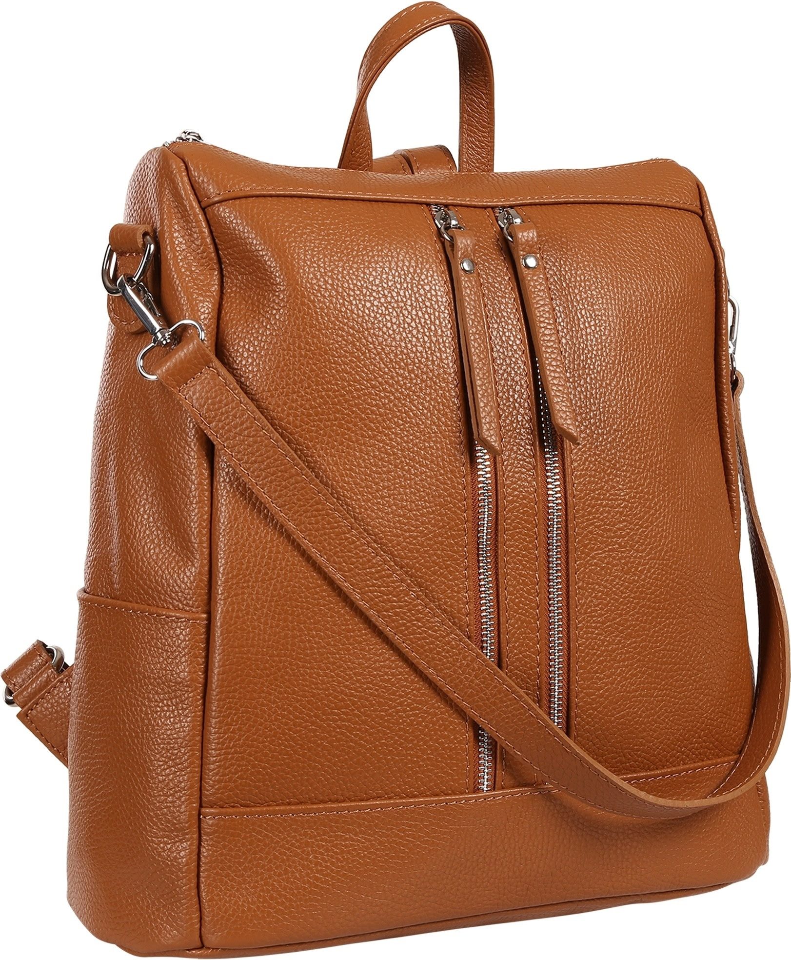 Toscanto Cityrucksack Toscanto Damen Cityrucksack Leder, Damen Leder Cityrucksack, braun, tan ca. 30cm