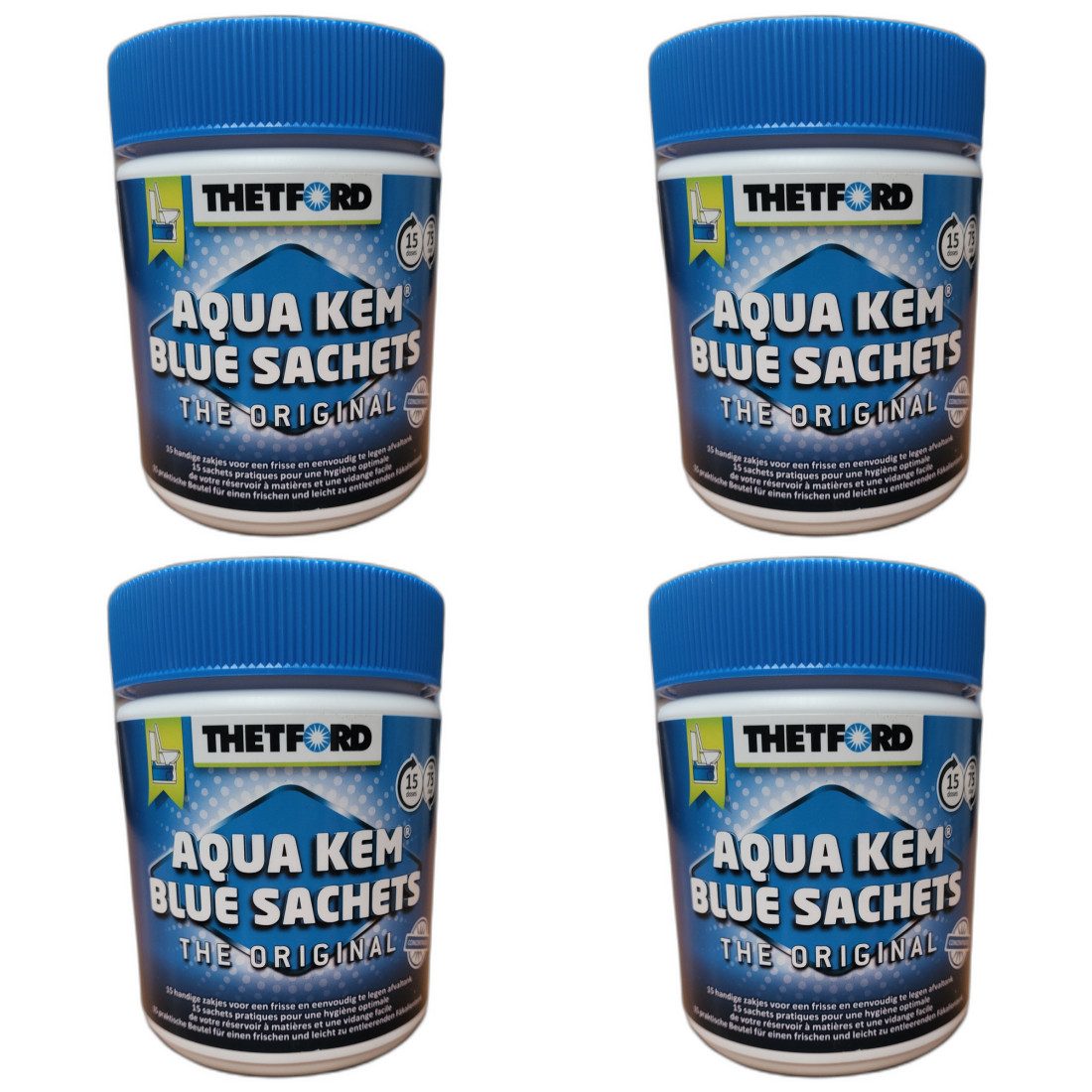 THETFORD 4 x Aqua Kem Blue Sachets 15 Stück Toilette Camping Wohnmobil Campingtoilettenreiniger