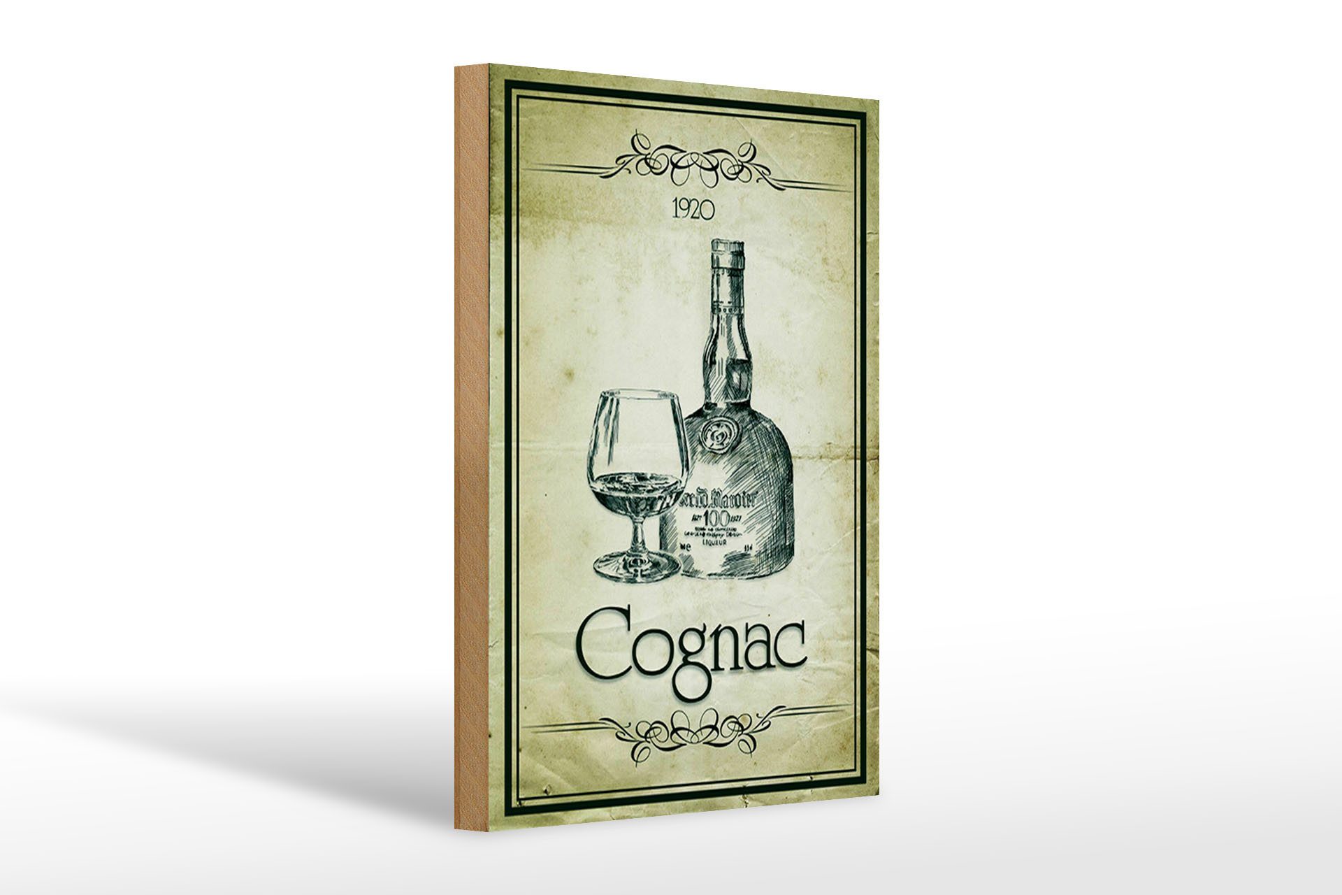 Holzbild 20x30cm 1920 Cognac Retro
