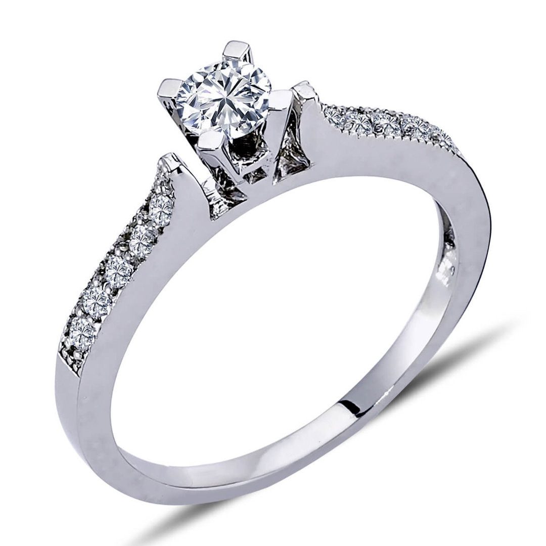 EinStein Diamant Diamantring, 0,44 Carat Solitär Diamant Ring Antragsring 14 Karat Weißgold