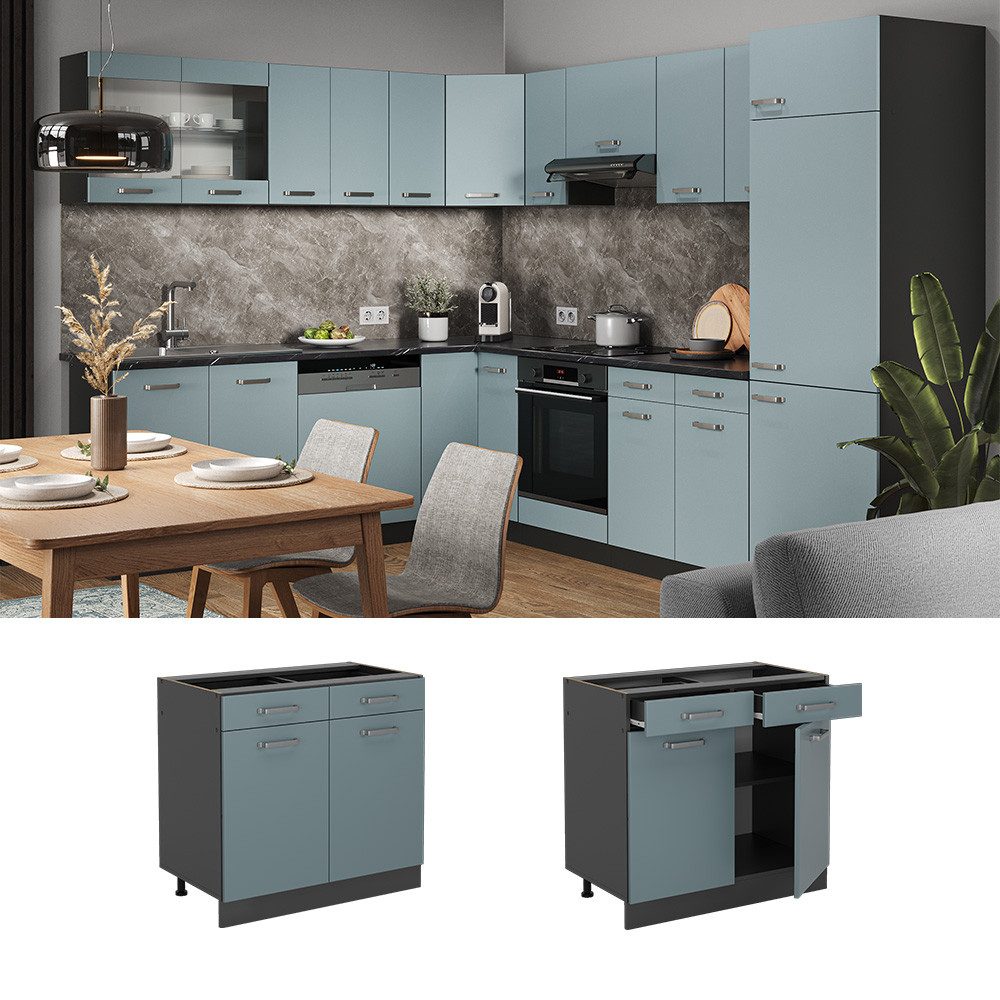 Vicco Unterschrank R-Line, Blau-Grau/Anthrazit, 80 cm ohne Arbeitsplatte (1-St)