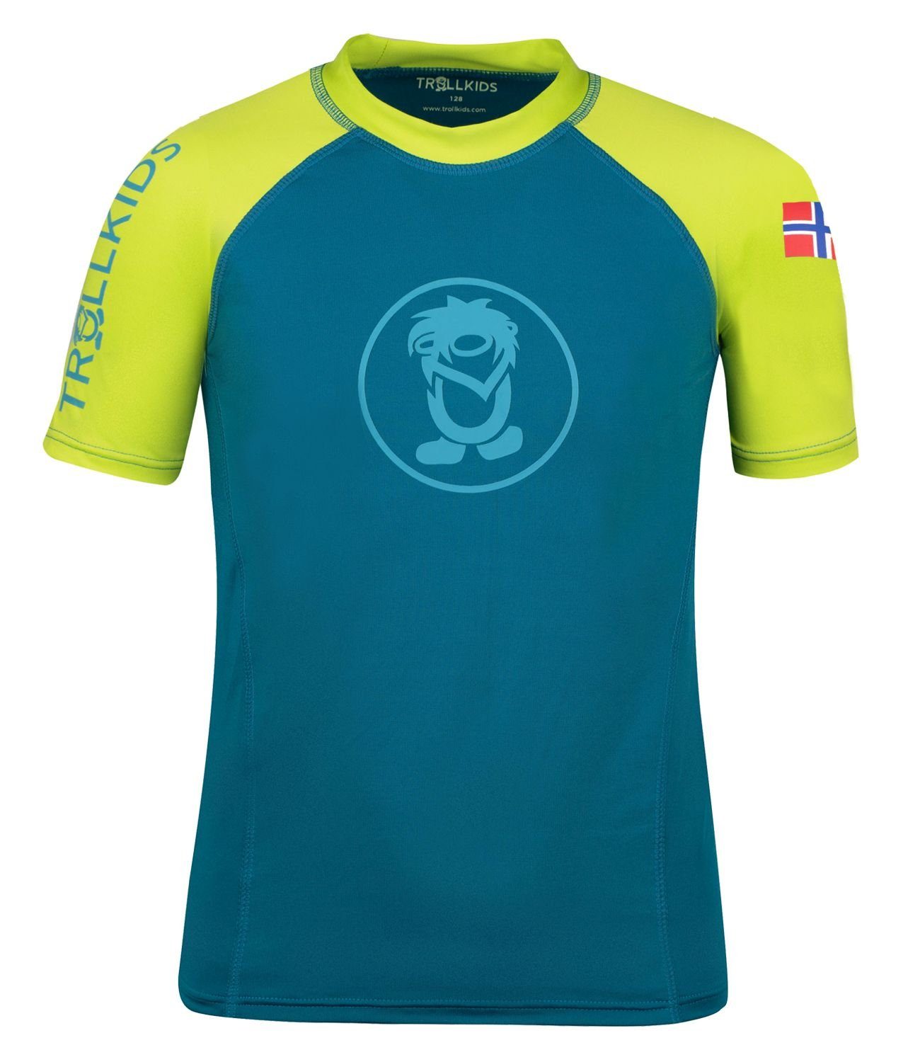 TROLLKIDS T-Shirt Kvalvika Petrolgrün/Lime | T-Shirts
