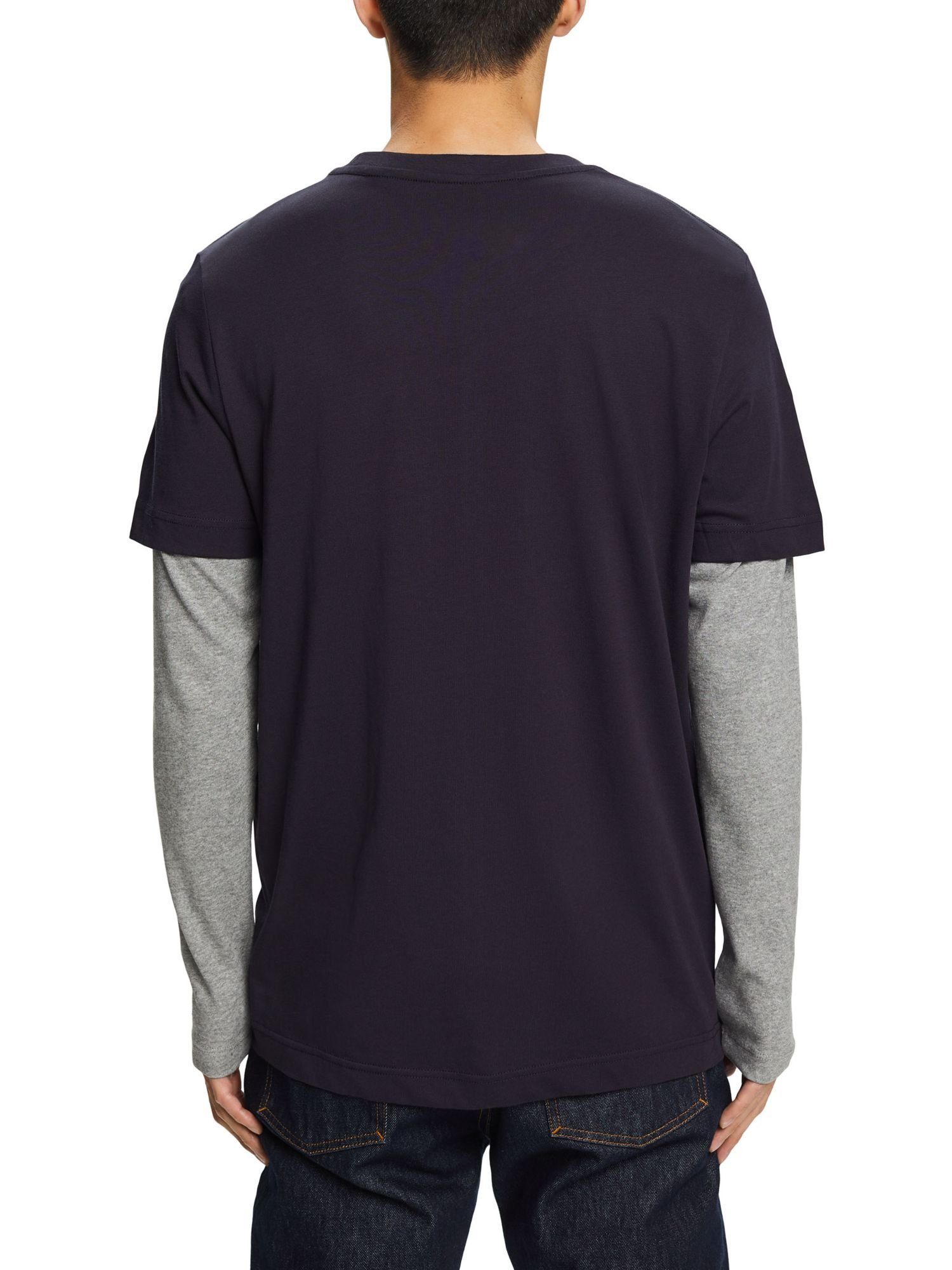 Brusttasche T-Shirt (1-tlg) Jersey NAVY Esprit aus T-Shirt mit