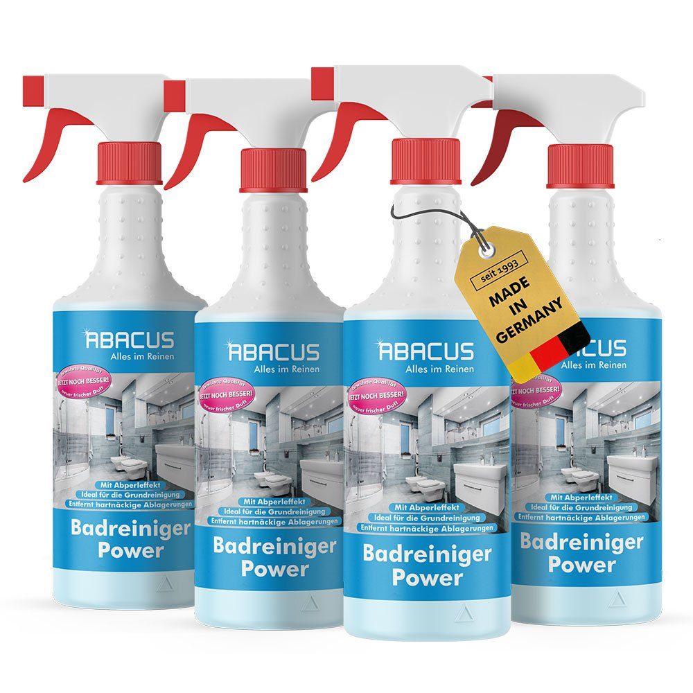 ABACUS Badreiniger Power Konzentrat Sanitärreiniger Bad Reinigungsmittel Badreiniger (Effektiv gegen Kalkflecken, [- Extrem Kraftvoll mit Abperleffekt)