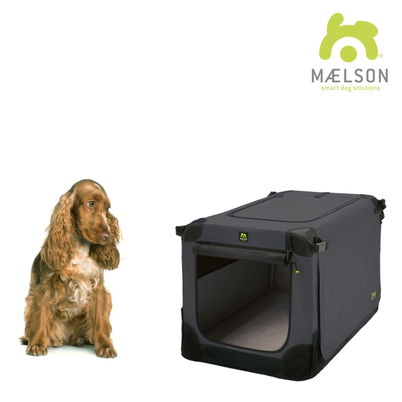 MAELSON Tiertransportbox Soft Kennel Transportbox, faltbar – anthrazit, für Hunde und Katzen geeignet