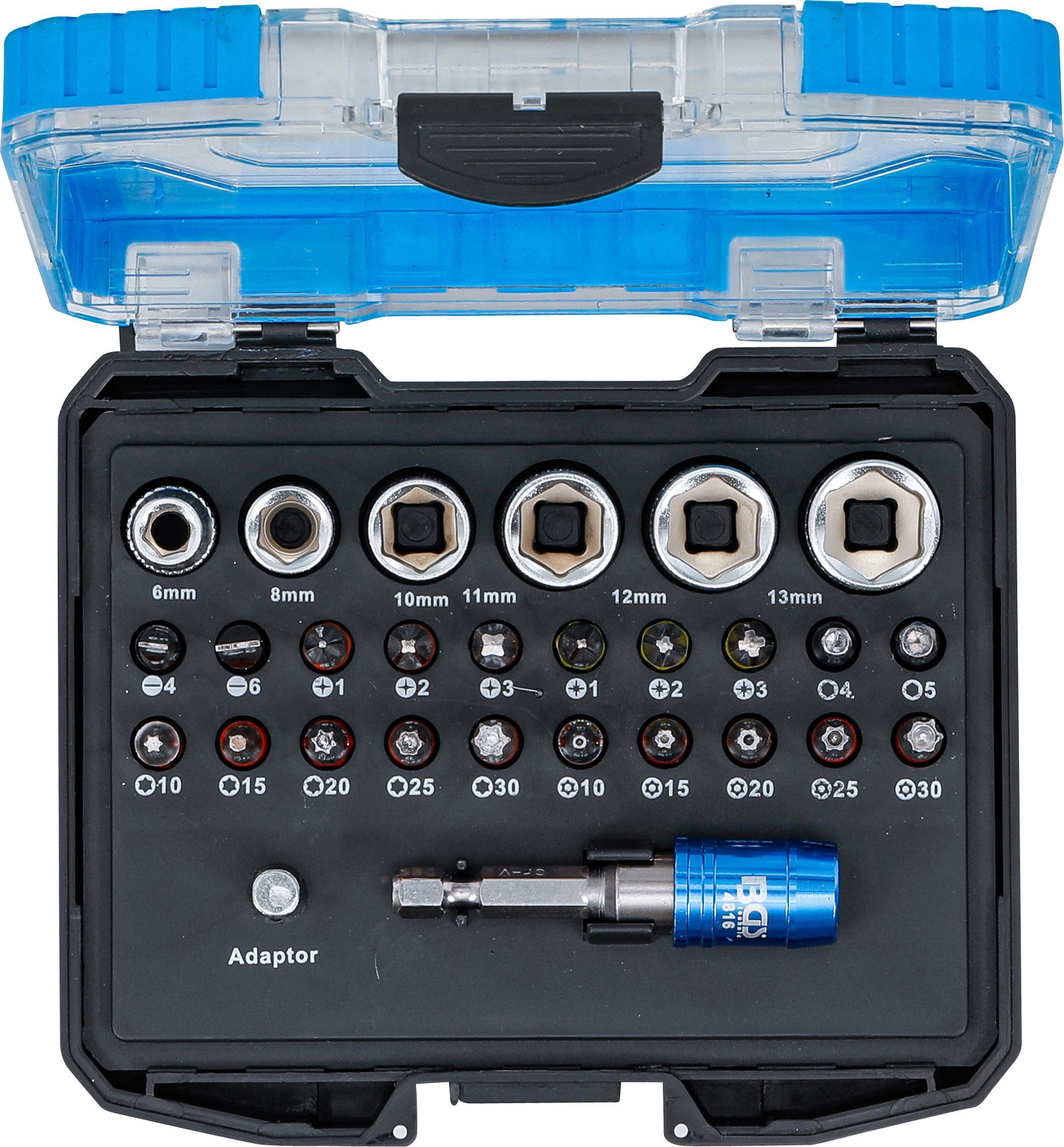 in Box mit Steckschlüsselset Steckschlüssel-Satz, und 1-St. Bithalter, Color-Bit- 28-teilig Bit- und BGS technic