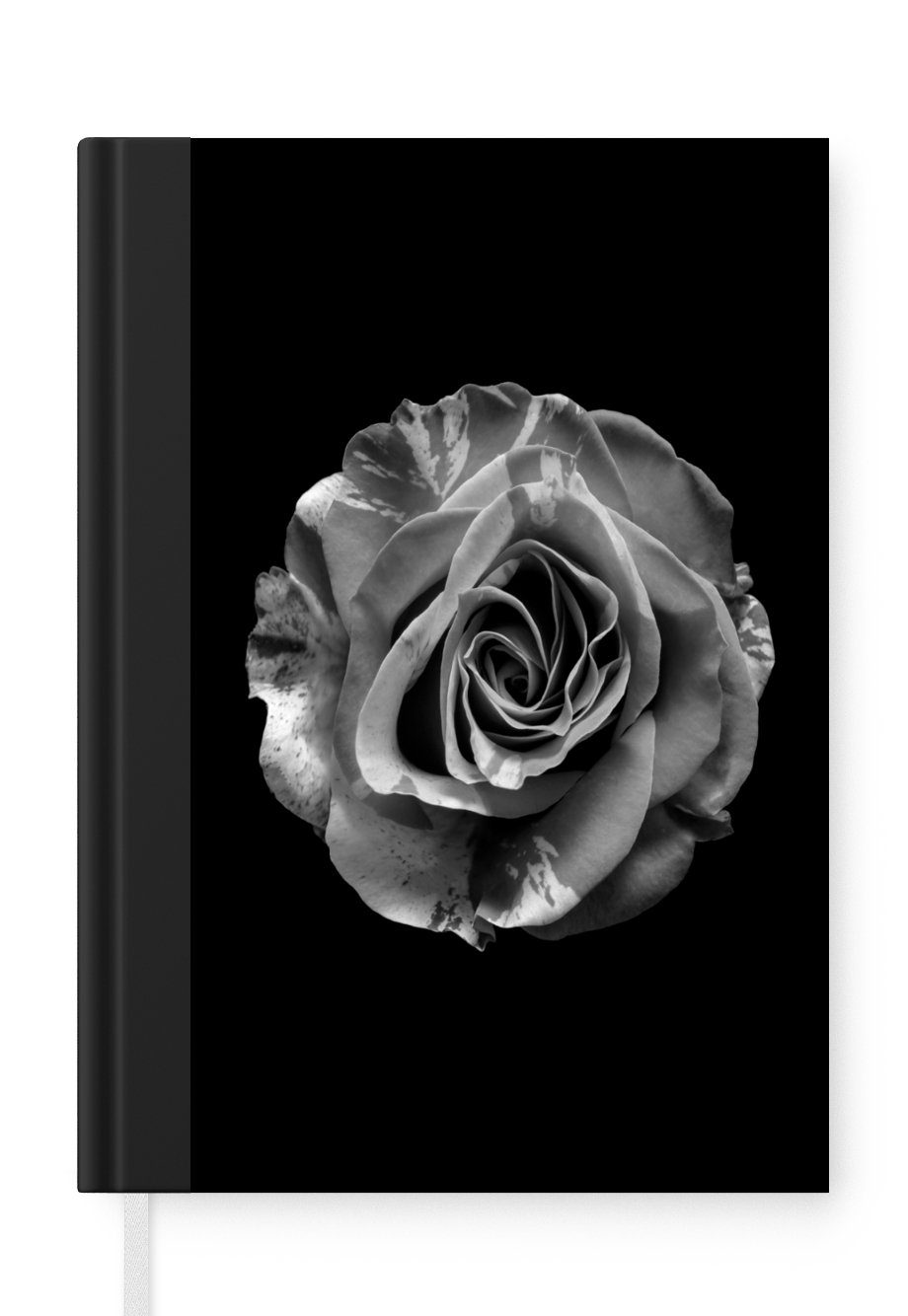 MuchoWow Notizbuch Blumen - Rose - Schwarz - Weiß - Botanisch, Journal, Merkzettel, Tagebuch, Notizheft, A5, 98 Seiten, Haushaltsbuch