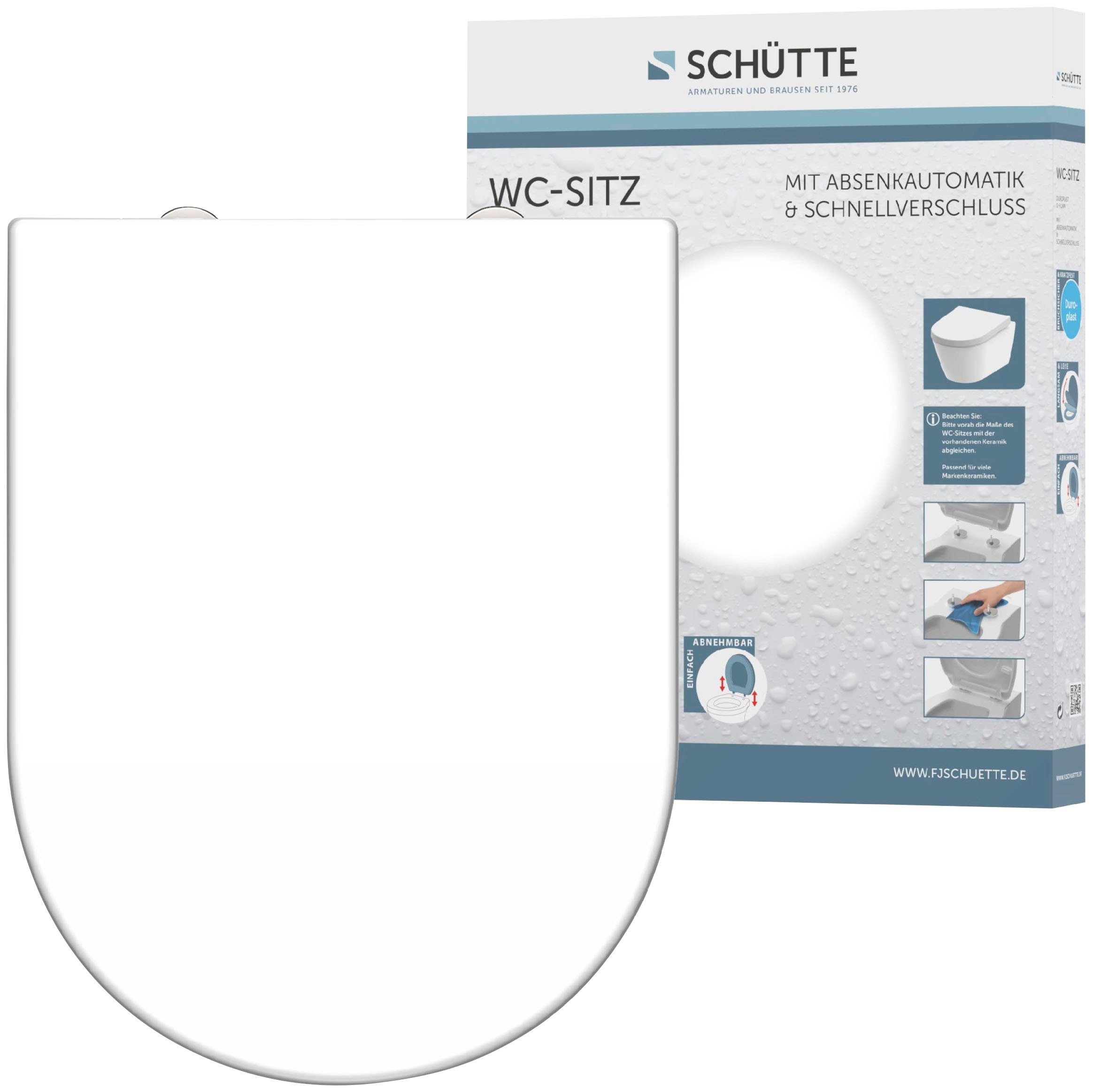 Schütte WC-Sitz WHITE, Duroplast, Absenkautomatik, Schnellverschluss, belastbar bis 150 kg