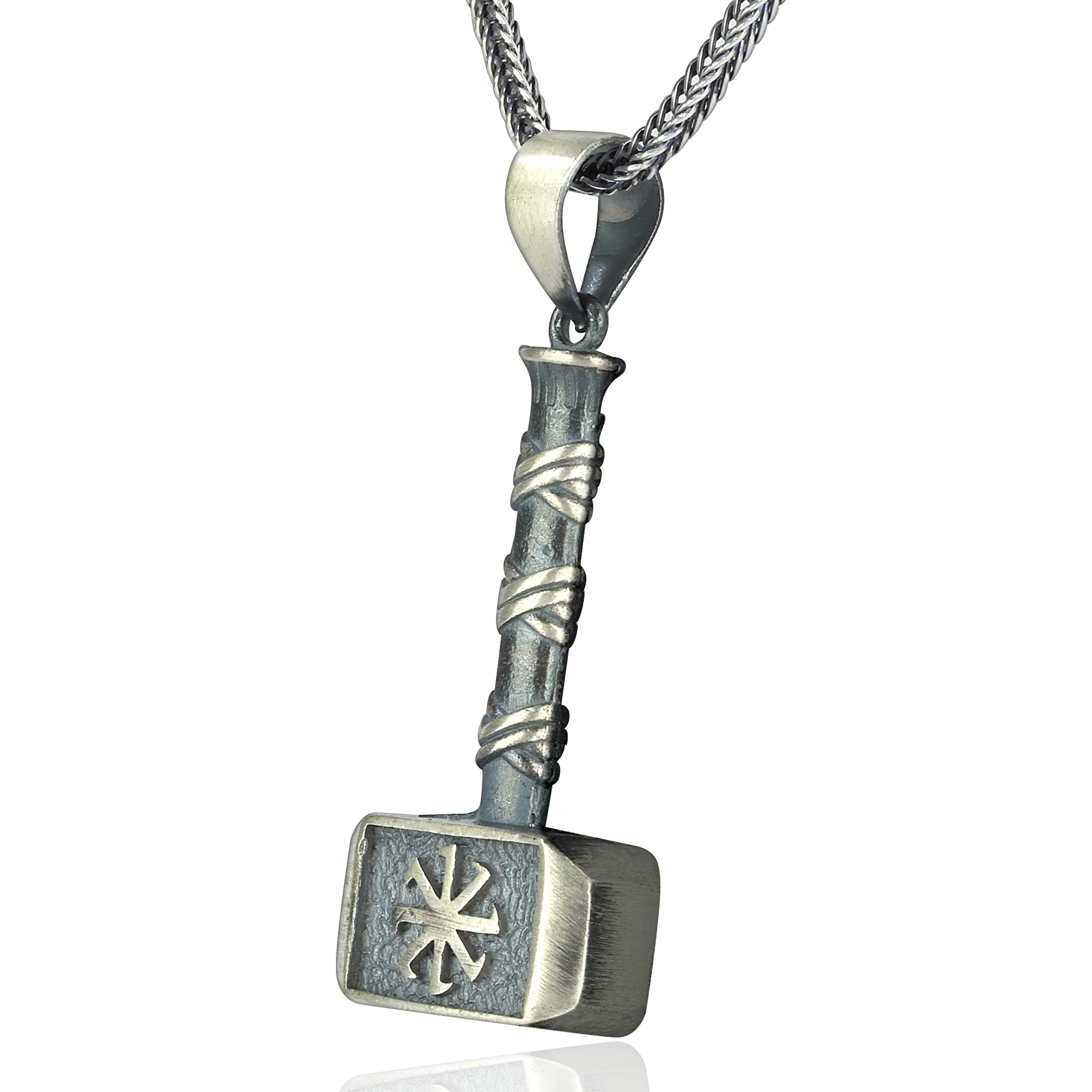 NAHLE Kette mit Anhänger Silber Wikinger Hammer mit Silber Fuchsschwanz Ket günstig online kaufen