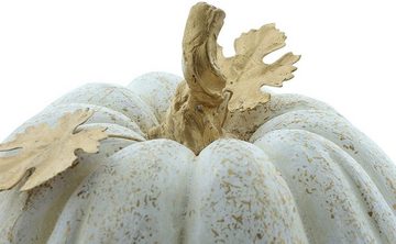 Dekoleidenschaft Dekofigur Kürbis Weiß & Gold, Ø 25 x 22 cm, Herbstdeko, Halloweendeko (1 Stück)