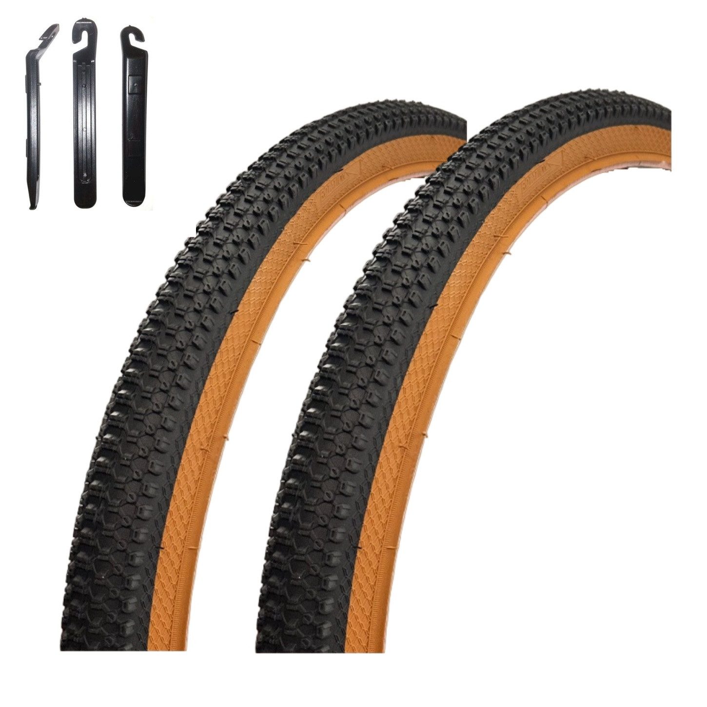 maxxi4you Fahrradreifen 2 x Roverstone 27,5 x 1,95 (54-584) Schwarz/Braun inkl. Reifenheber
