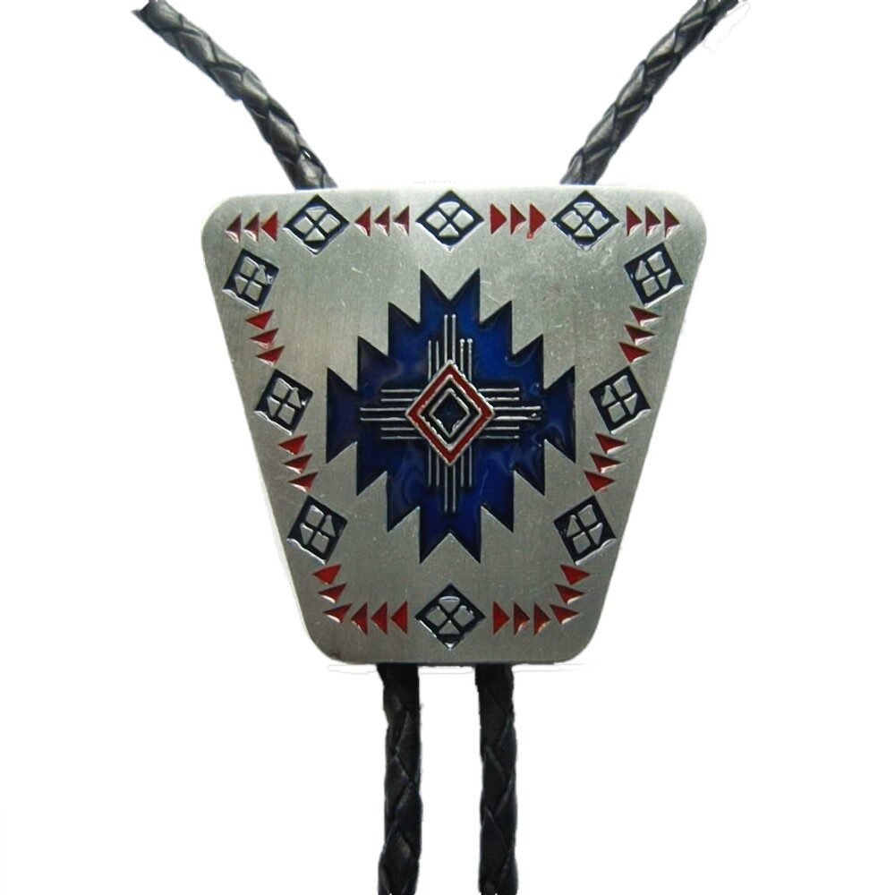 Westernlifestyle Krawatte Blaues Azteken Ornament Bolo Tie Westernkrawatte günstig online kaufen