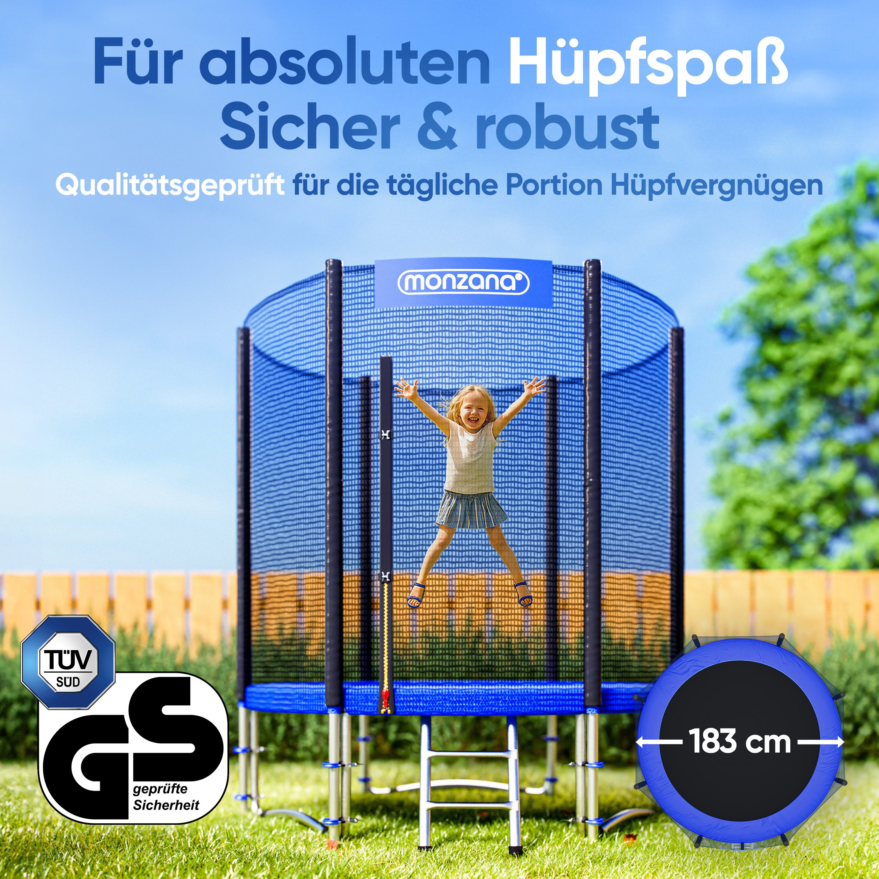 monzana Gartentrampolin, Ø 183 cm, Ø 183 / 244 / 305 / 366 / 427 cm Komplettset TÜV SÜD GS