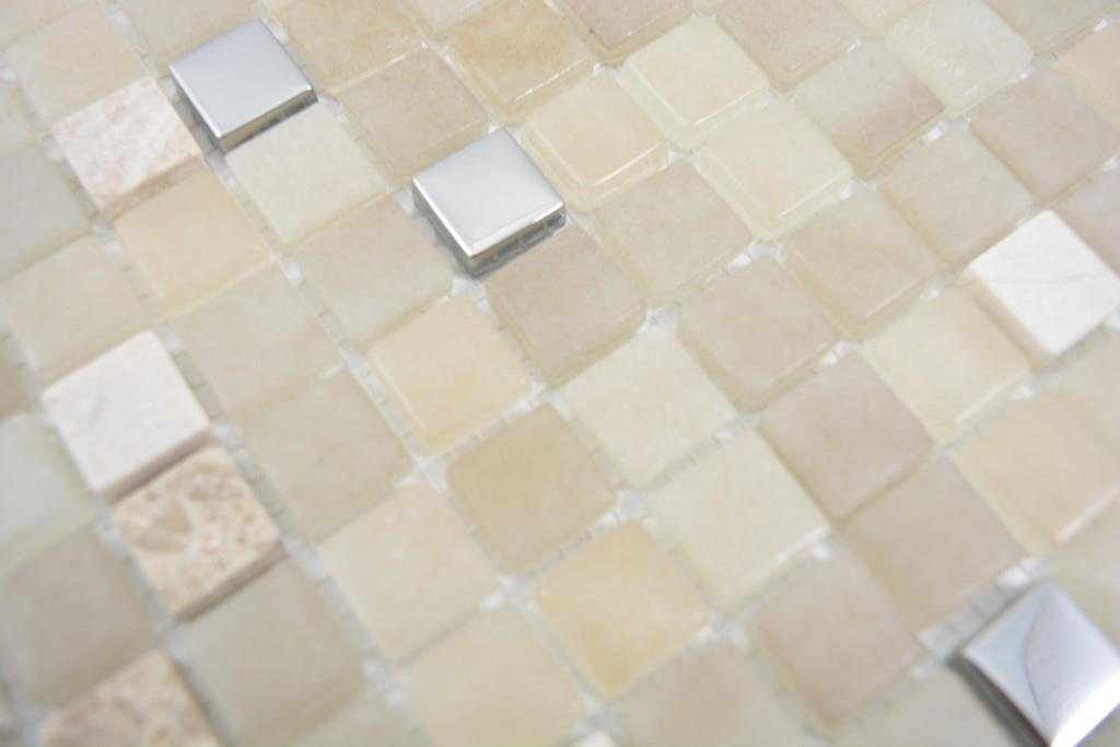 Mosaik Naturstein glänzend Matten / Mosaikfliesen 10 Mosani Glasmosaik weiß