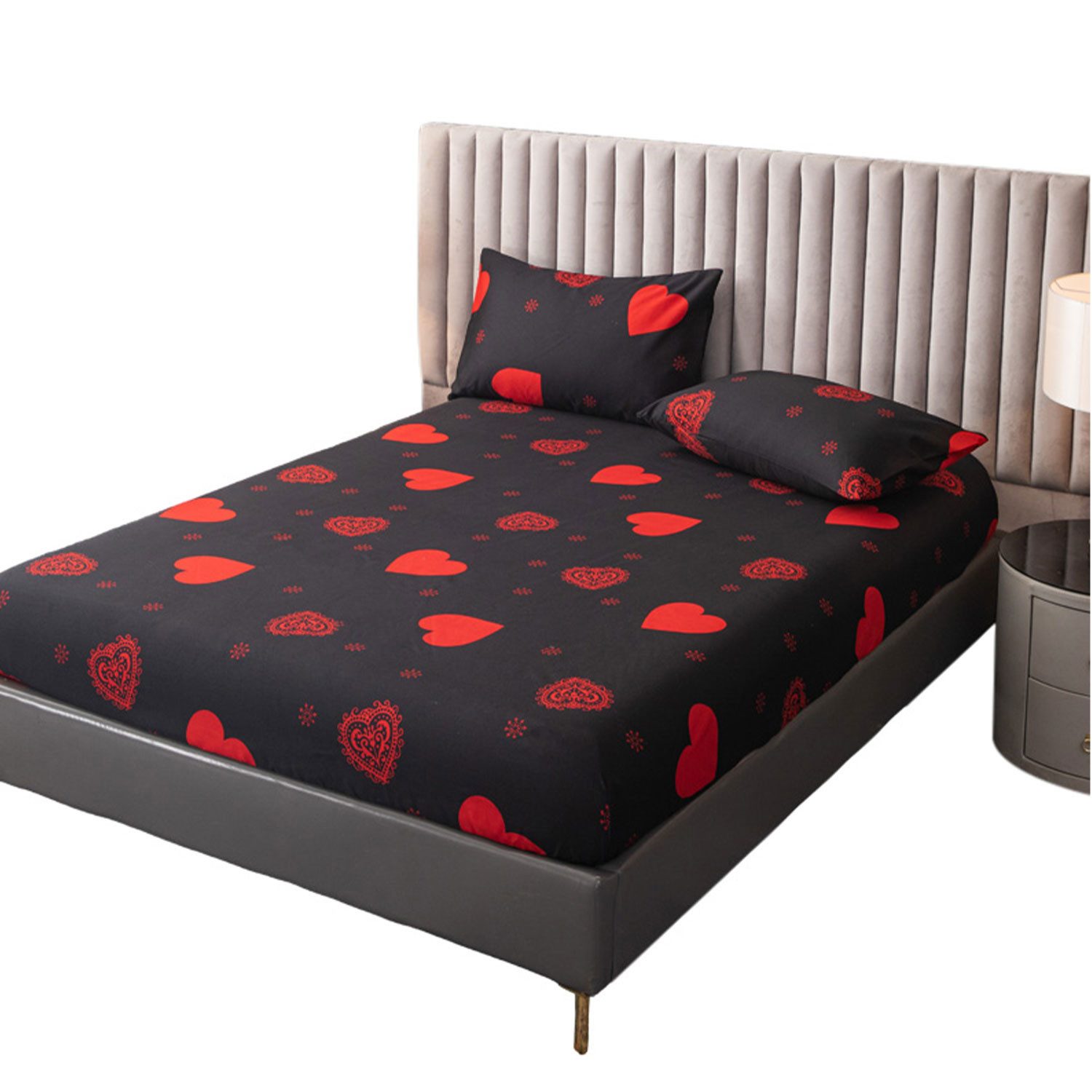 Refttenw Bett-Set Bedrucktes Spannbettlaken Set, Spannbettlaken 99x190 cm mit 2 Kissenbezüge 50x70 cm