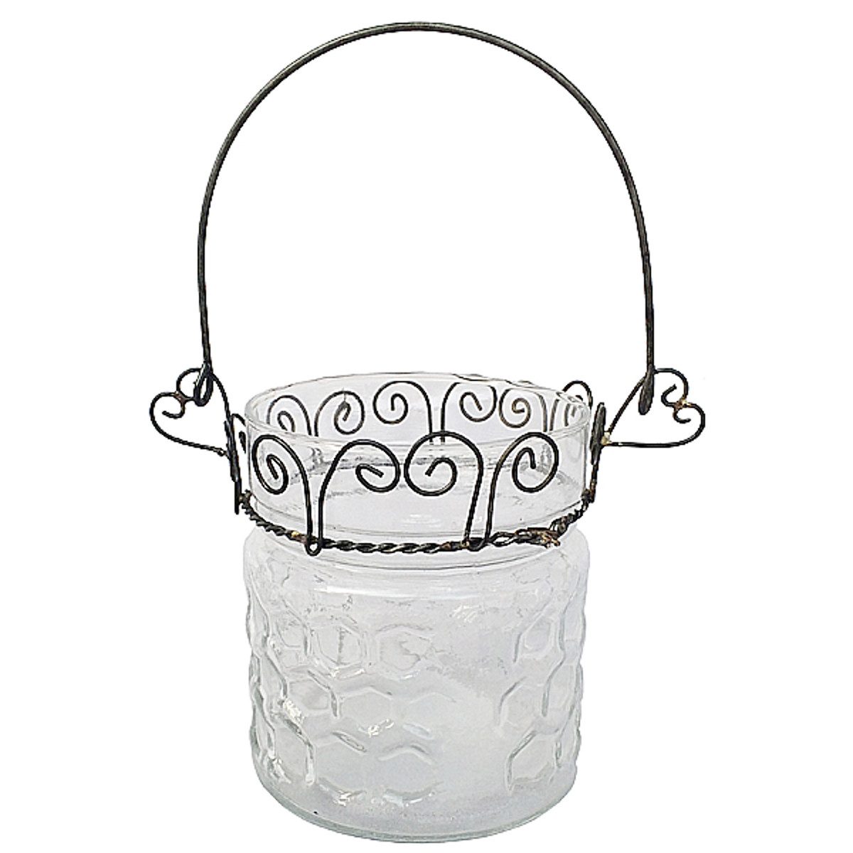 Macosa Home Windlicht Retro Glas Metall rund Größen Dekowindlicht (Kerzenständer retrostil, 1 St., Glaswindlicht Tisch-Dekoration Teelicht-Halter), Kerzenhalter Teelichthalter Deko Metallhenkel