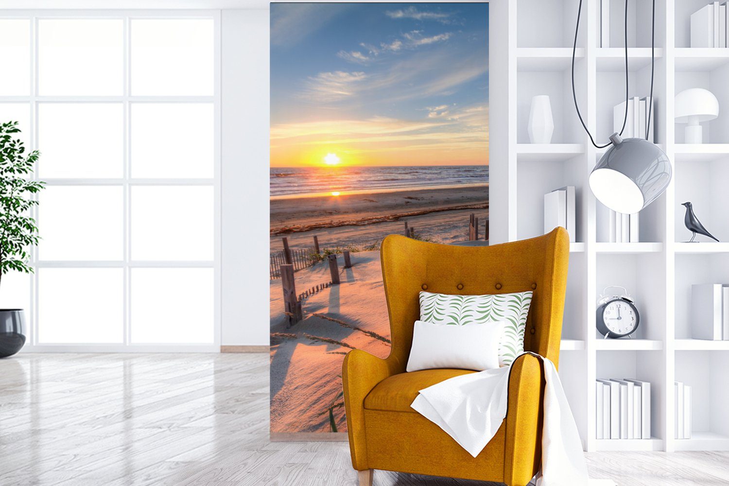 MuchoWow Fototapete Strand - Meer (2 Landschaft, Vliestapete St), Küche, Matt, Düne Fototapete - bedruckt, Schlafzimmer Sonnenuntergang - für Wohnzimmer 