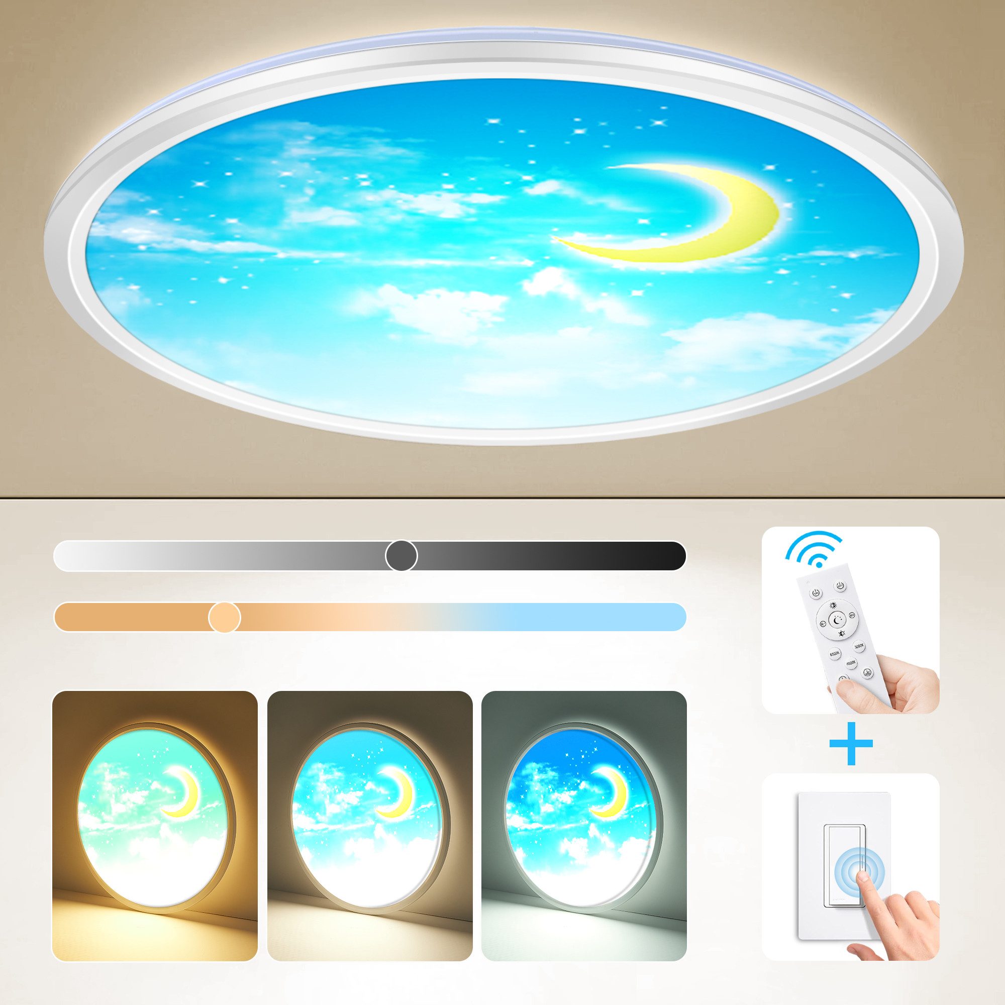 BRAIDOL Deckenleuchten Led Deckenlampe Ultra Dünn Rund Lampen Ø29cm, Dimmba günstig online kaufen