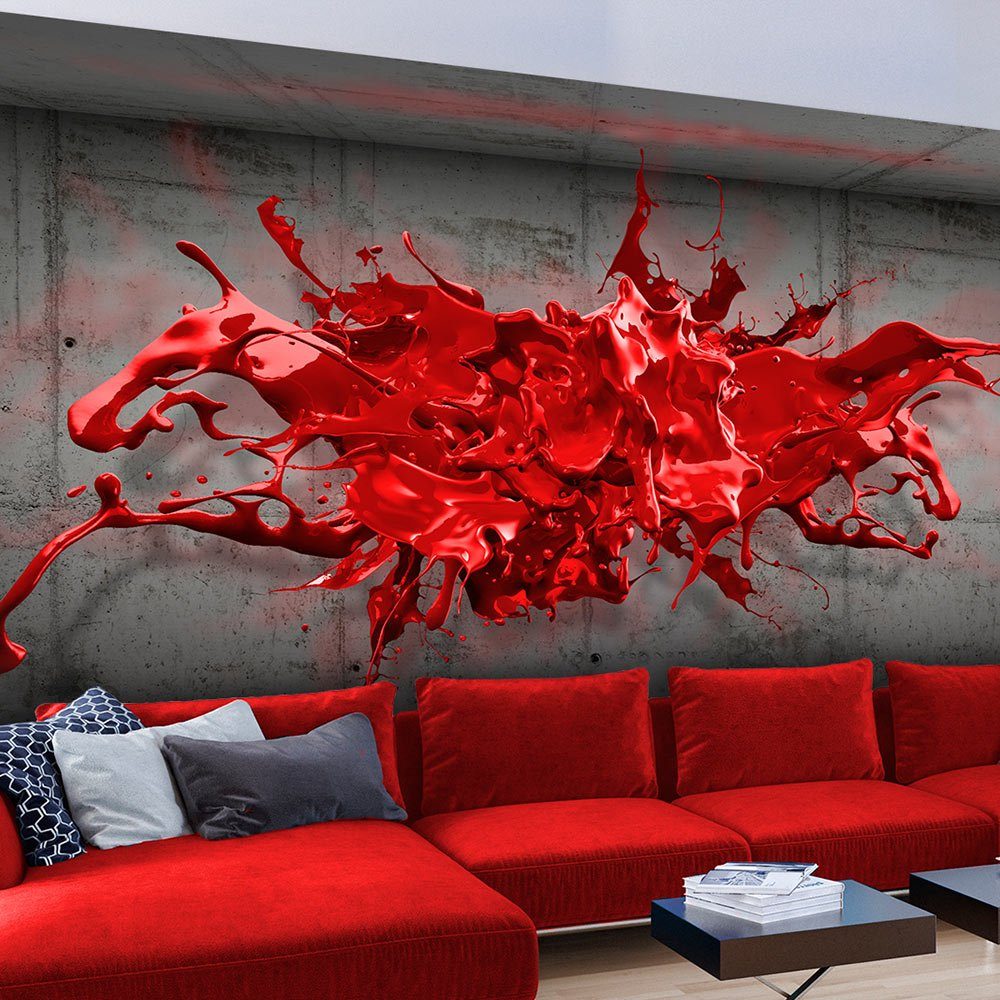 KUNSTLOFT Vliestapete Red Ink Blot 1x0.7 m, halb-matt, lichtbeständige Design Tapete