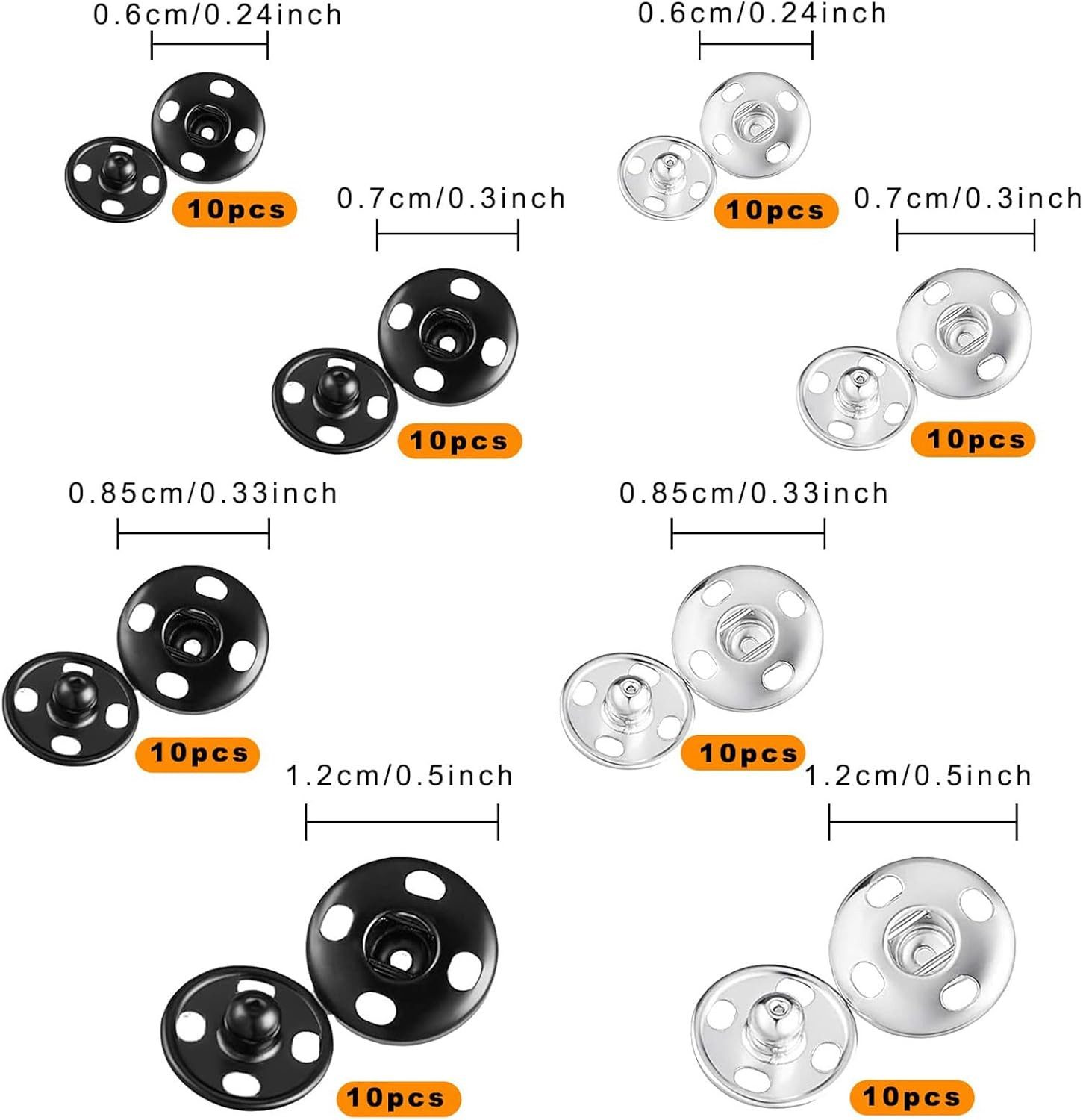 FELIXLEO Druckknopf Druckknöpfe 80 Stück 4 Größen Nähen Snaps Handtasche Kleidung DIY