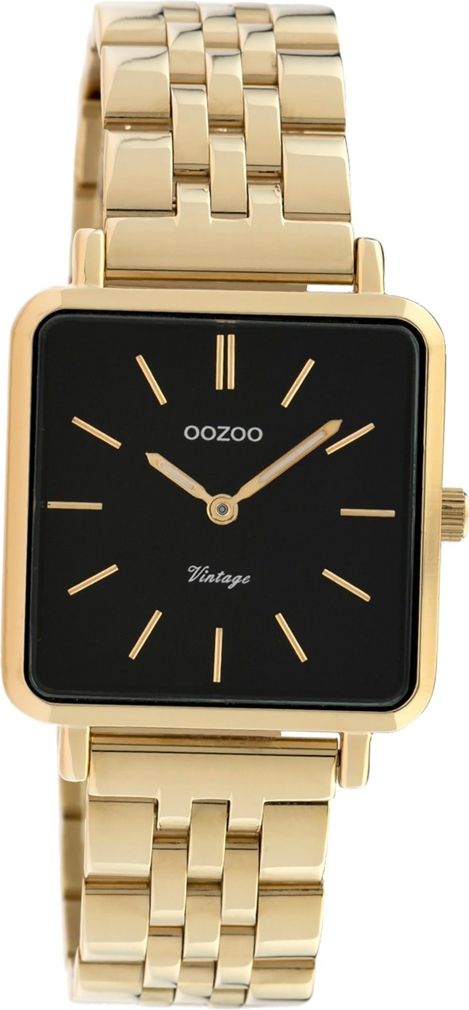 OOZOO Quarzuhr Oozoo Edelstahl Damen Uhr C9957 Analog, Damenuhr Edelstahlarmband gold, eckiges Gehäuse, klein (ca. 29mm)