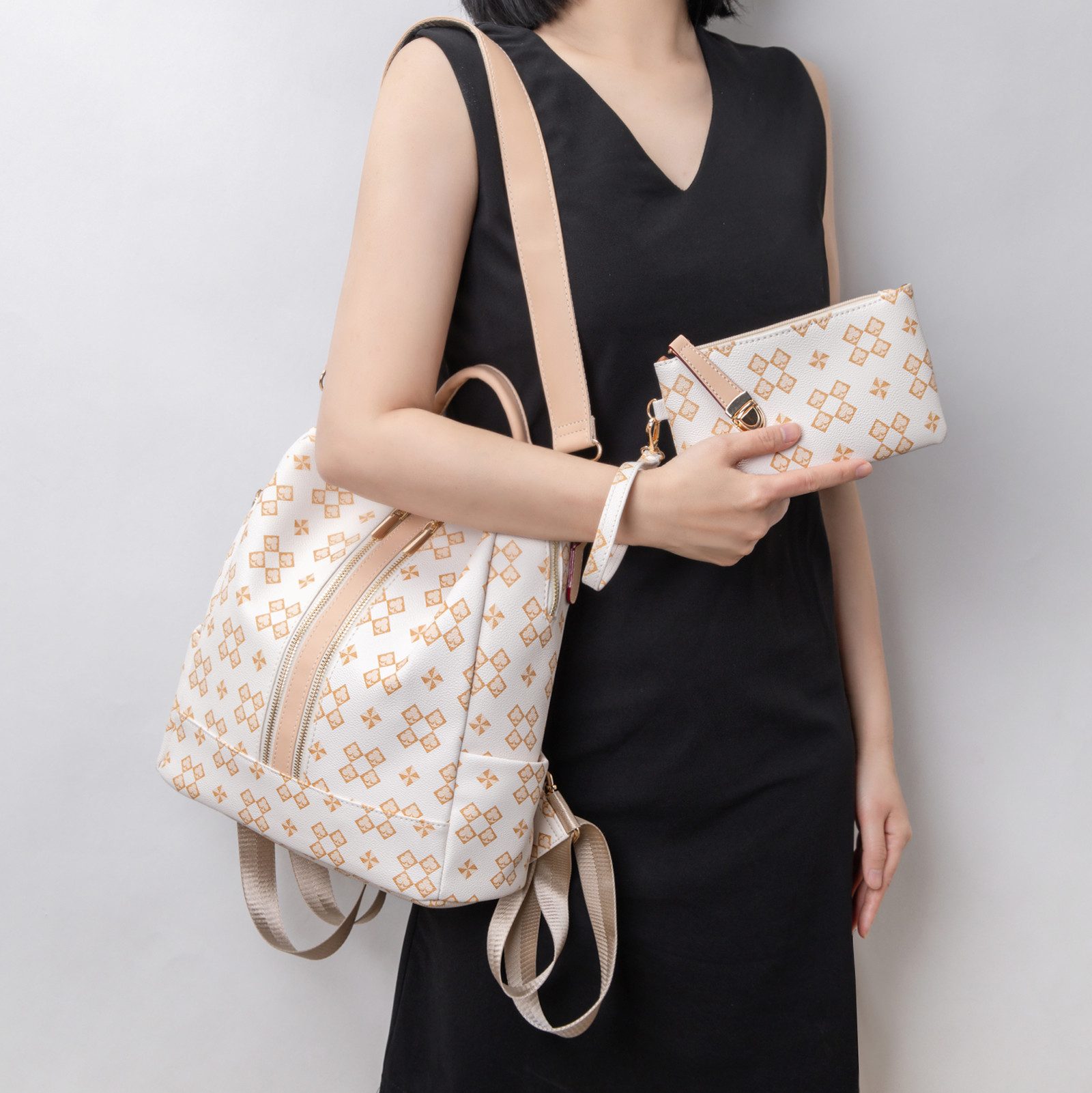 Toomoke Rucksack Damen Rucksack, Kleine 2 in 1 Rucksackhandtasche (Wasserdichte Leder Schultaschen, Geldbörse Umhängetasche Handtasche Rucksack), Geschenk,Anti-Diebstahl Tagesrucksack Schultertaschen