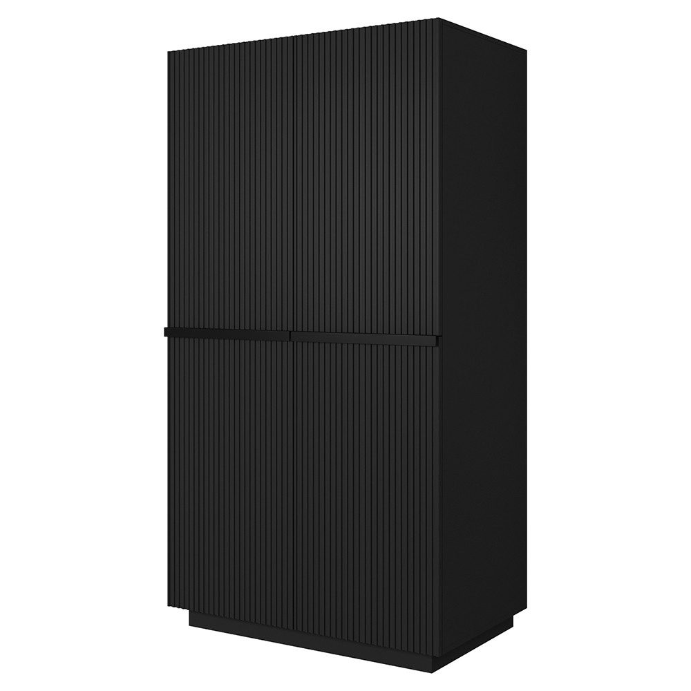Lomadox Kleiderschrank NAVASOTA-141 100 cm breit, schwarz matt mit goldenen Details, 2-türig