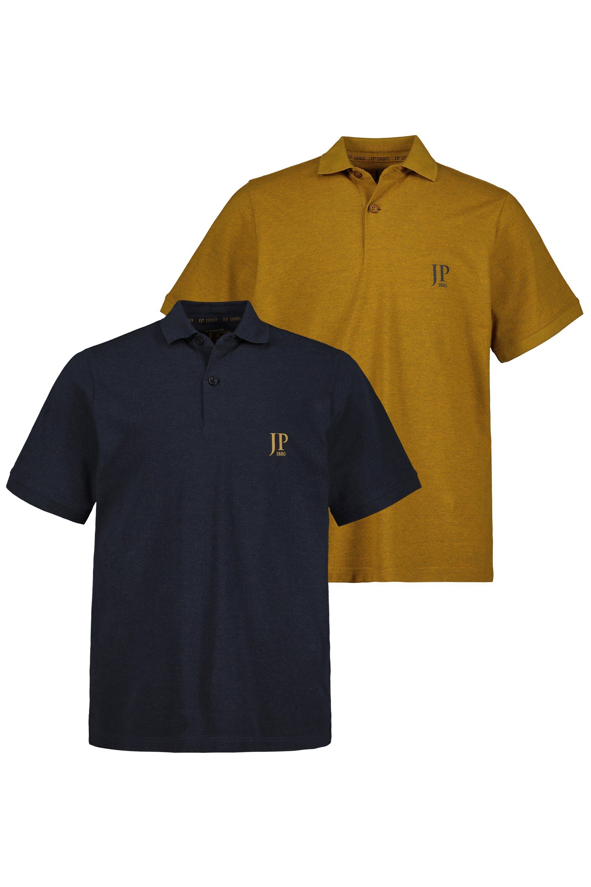 JP1880 Poloshirt Poloshirts Basic 2er-Pack Piqué gekämmte Baumwolle (2-tlg) gelb