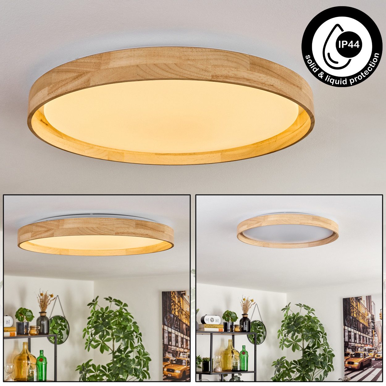 hofstein Deckenleuchte Deckenlampe aus Holz/Metall/Kunststoff in Natur/Weiß günstig online kaufen