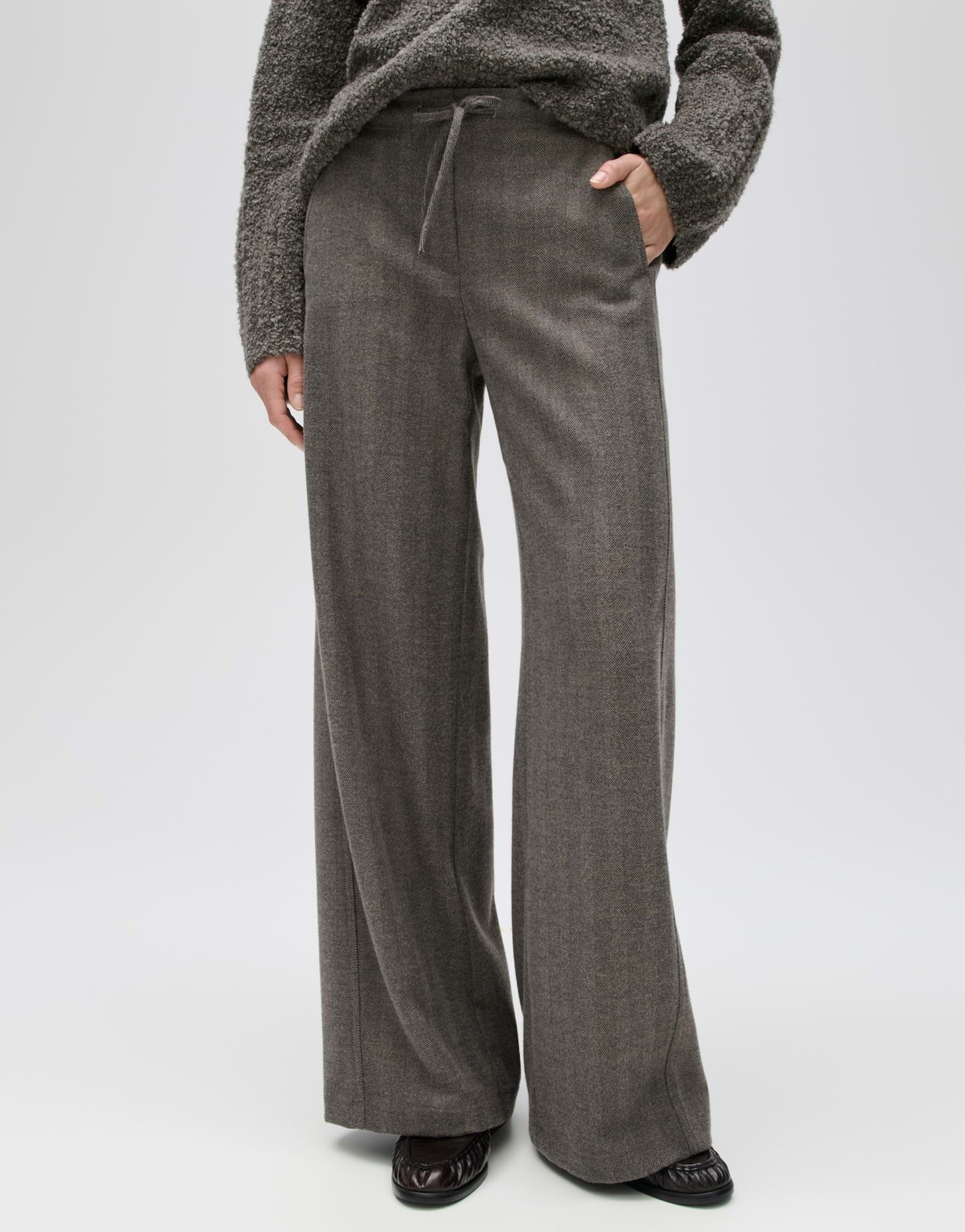 OPUS Stoffhose Melane herringbone aus Webware mit Fischgratmuster Weiter, gerader Beinverlauf mit Fischgrat und Komfortbund