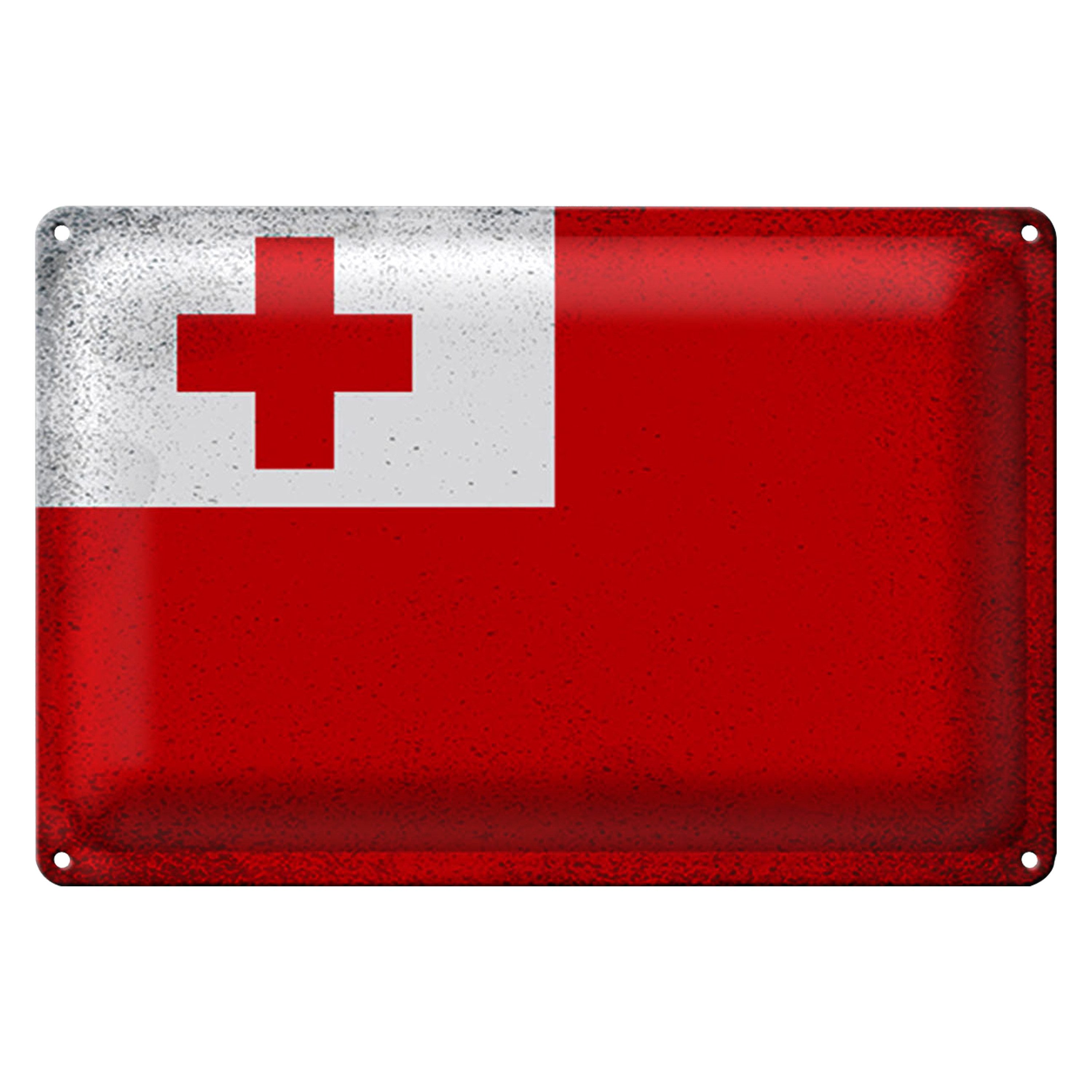 Roomando Metallschild Blechschild Flagge Tonga 30x20cm Flag of Tonga Vintage