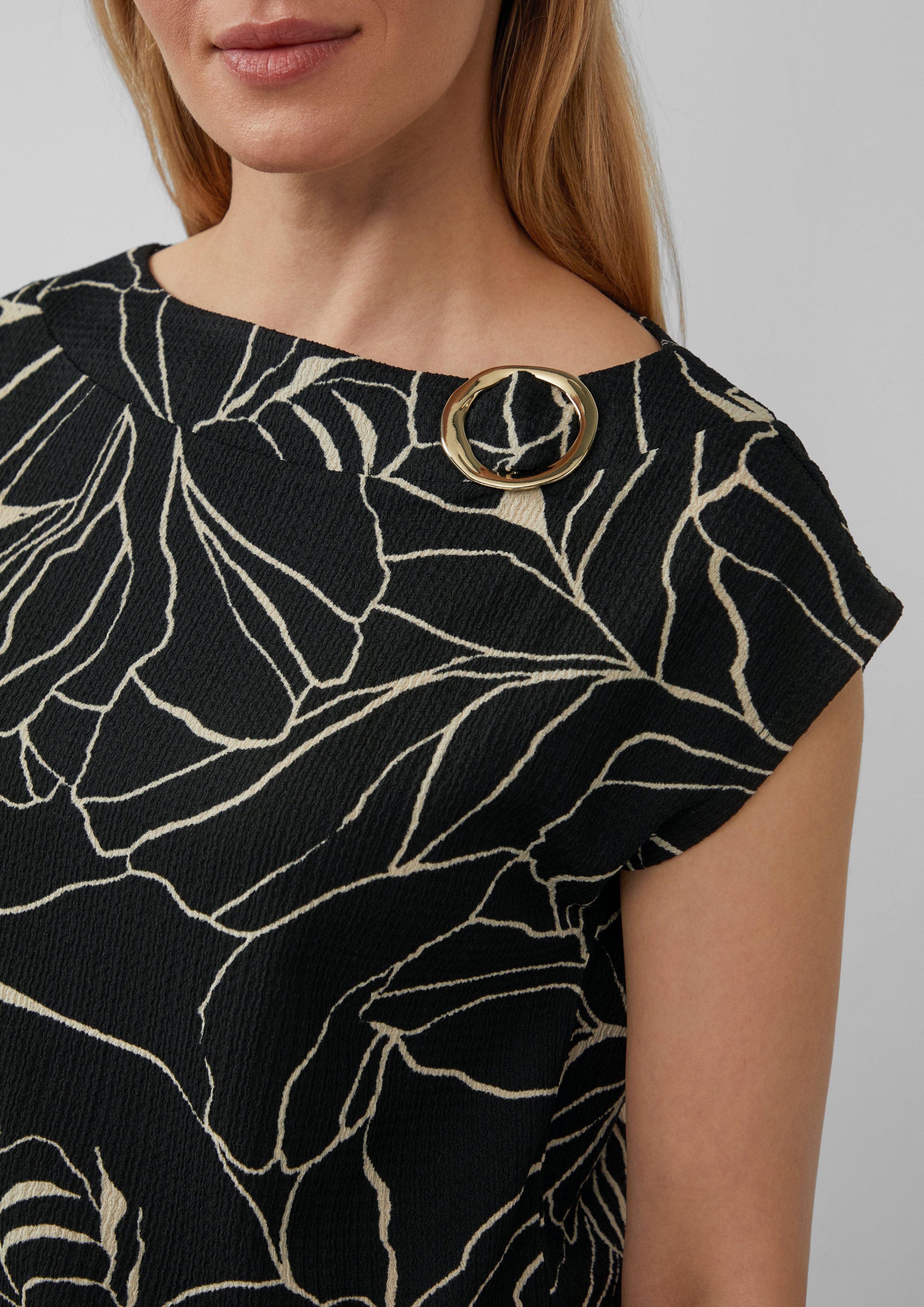 s.Oliver BLACK LABEL Kurzarmshirt Gemustertes Relaxed-Fit-Shirt günstig online kaufen
