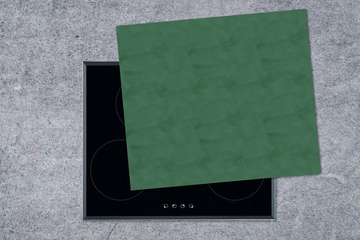MuchoWow nutzbar, - Induktionsschutz 60x52 tlg), Herdblende-/Abdeckplatte Mobile Grün Arbeitsfläche - (1 Vinyl, Tiere, Leder - Ceranfeldabdeckung cm,
