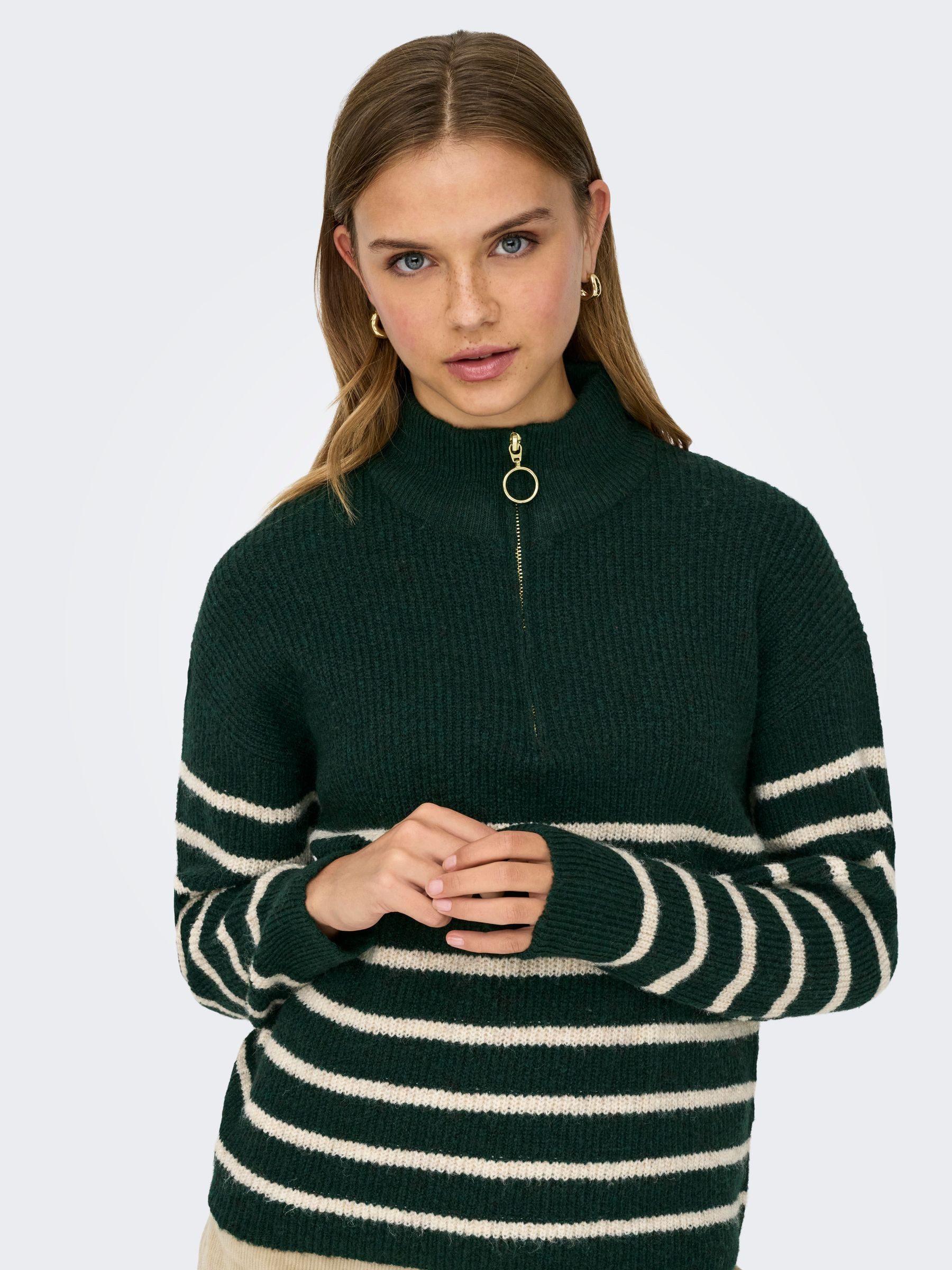 ONLY Strickpullover Gestreift, Reißverschluss, Bequemlichkeit, Modernes günstig online kaufen