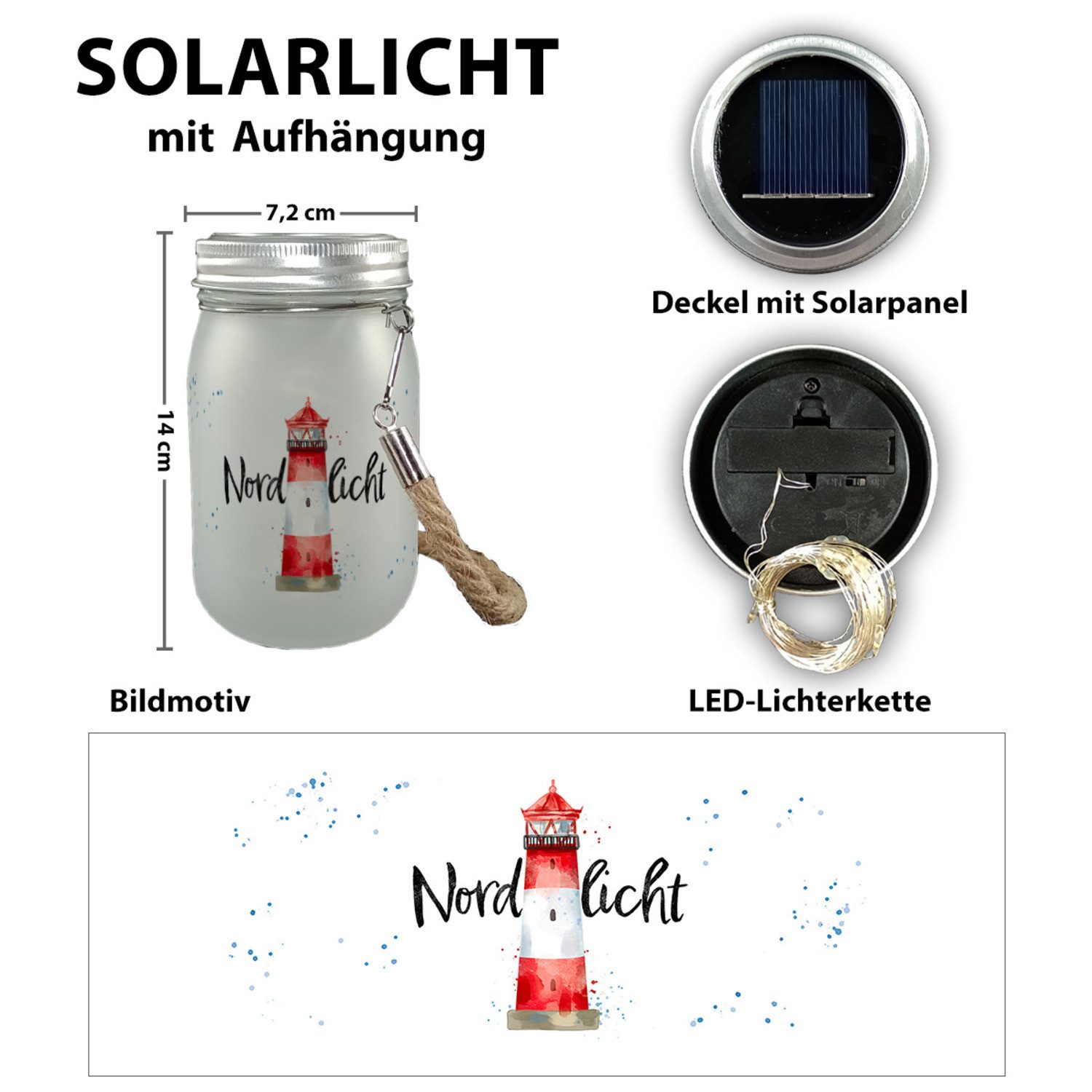 speecheese Dekolicht Leuchtturm Solarlicht mit Spruch Nordlicht günstig online kaufen