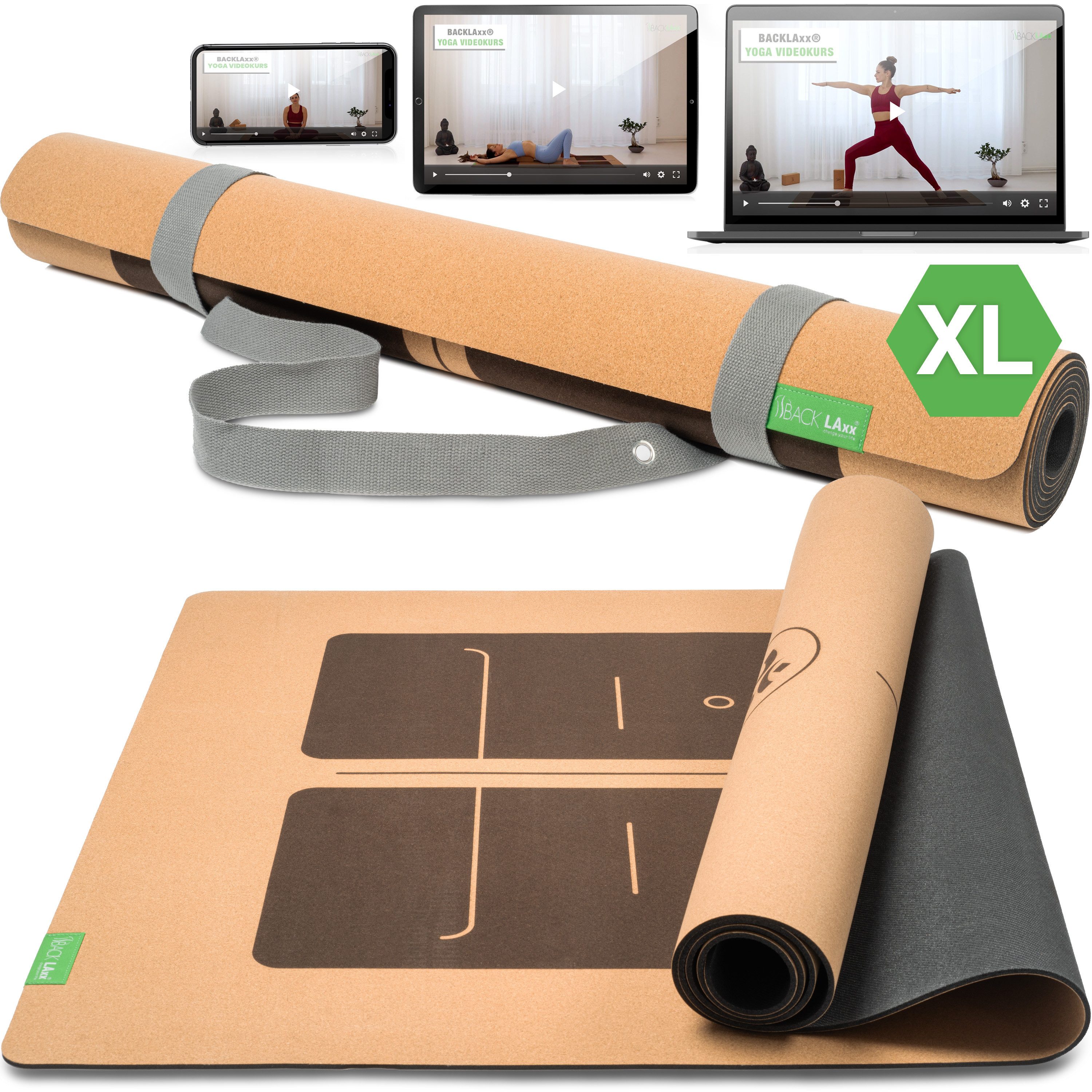 BACKLAxx® Yogamatte Kork mit Naturkautschuk