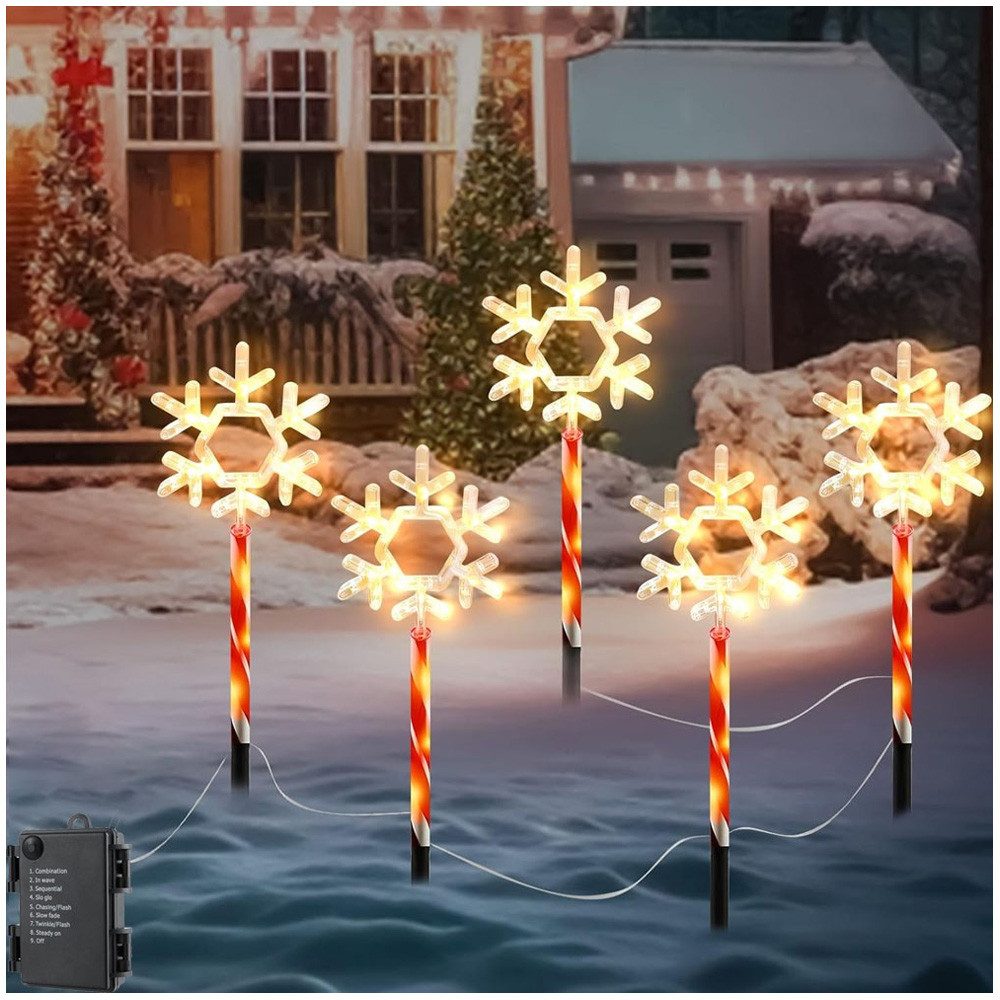 QUBEBU LED-Lichterkette LED Garten Leuchtstecker - Weihnachts Winter Deko beleuchtet Terrasse, LED fest integriert, Weihnachten Gartenlampe für Rasen, Garten
