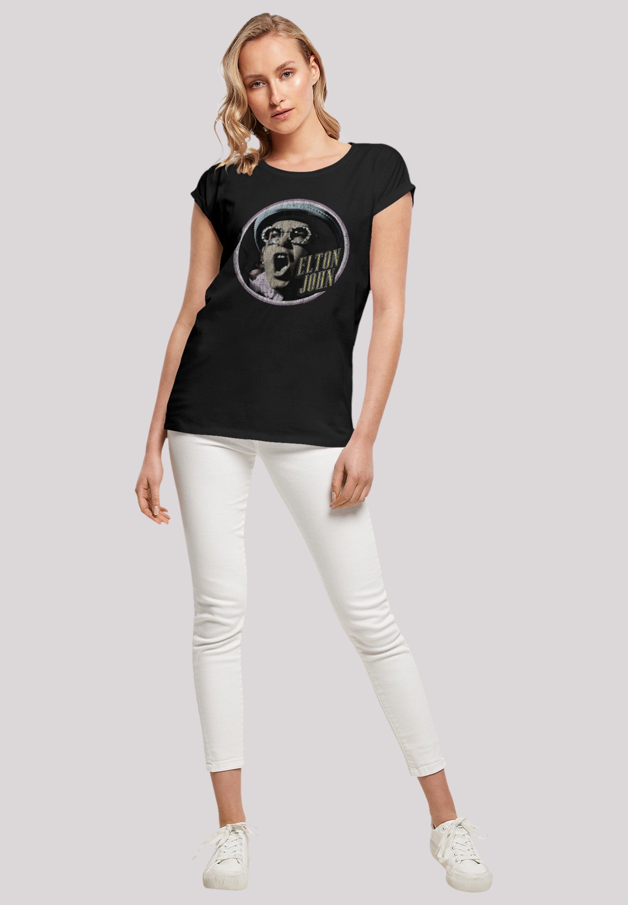 F4NT4STIC Circle Elton John T-Shirt Vintage schwarz Qualität Premium