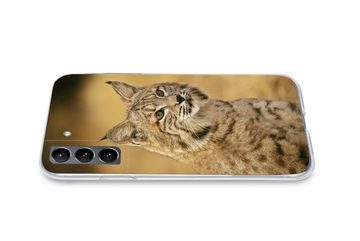 MuchoWow Handyhülle Luchs - Braun - Gras, Phone Case, Handyhülle Samsung Galaxy S21 Plus, Silikon, Schutzhülle