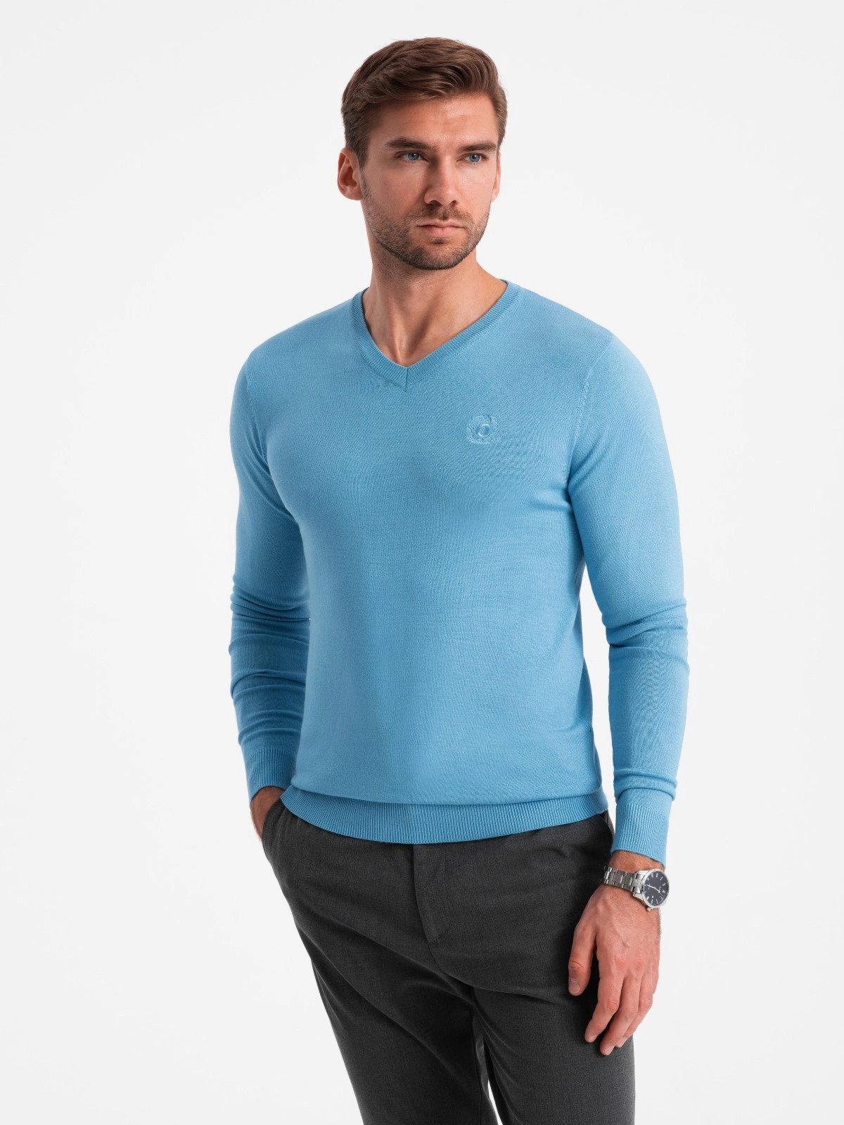 OMBRE V-Ausschnitt-Pullover Eleganter Herrenpullover mit V-Ausschnitt