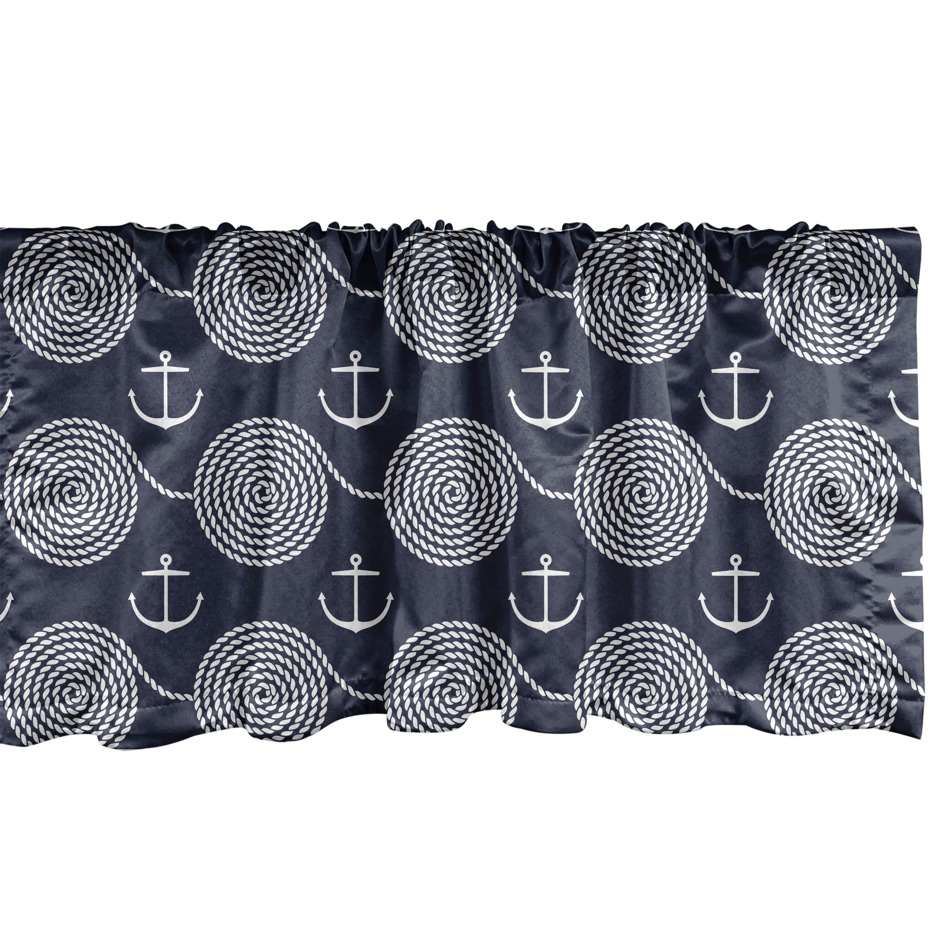 Scheibengardine Vorhang Volant für Küche Schlafzimmer Dekor mit Stangentasche, Abakuhaus, Microfaser, Nautisch Seile Anker Motive Kunst