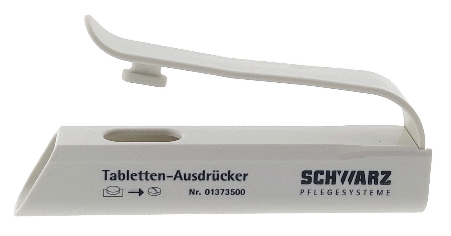 Schwarz Pillendose melipul Tabletten-Ausdrücker, weiß (Stück, 1 St., Tabletten-Ausdrücker), Pillenausdrücker Tablettenausdrücker