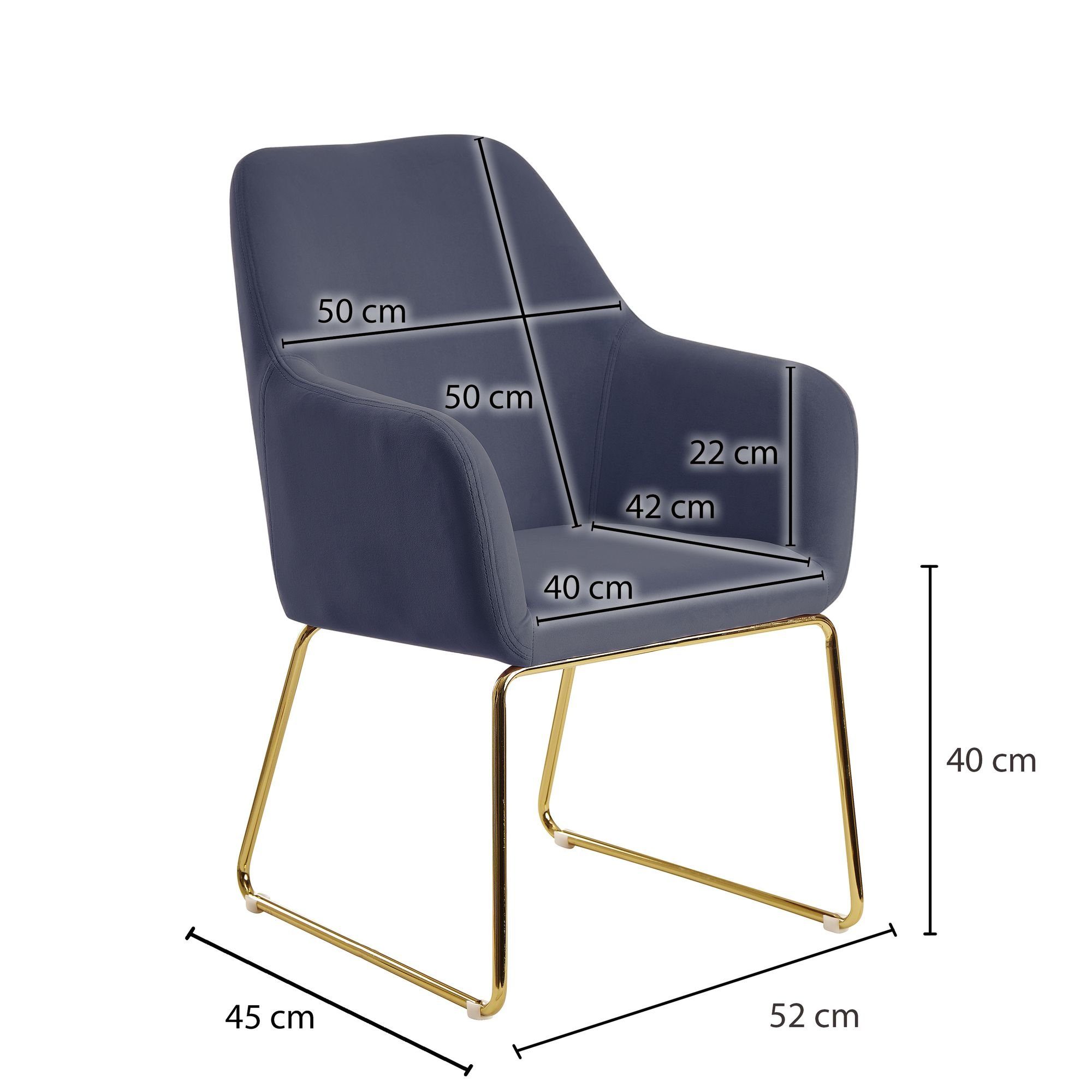 Küchenstuhl Design KADIMA Blau Komfort | | ISONZETAL - Stabilität Gold DESIGN Blau Esszimmerstuhl &
