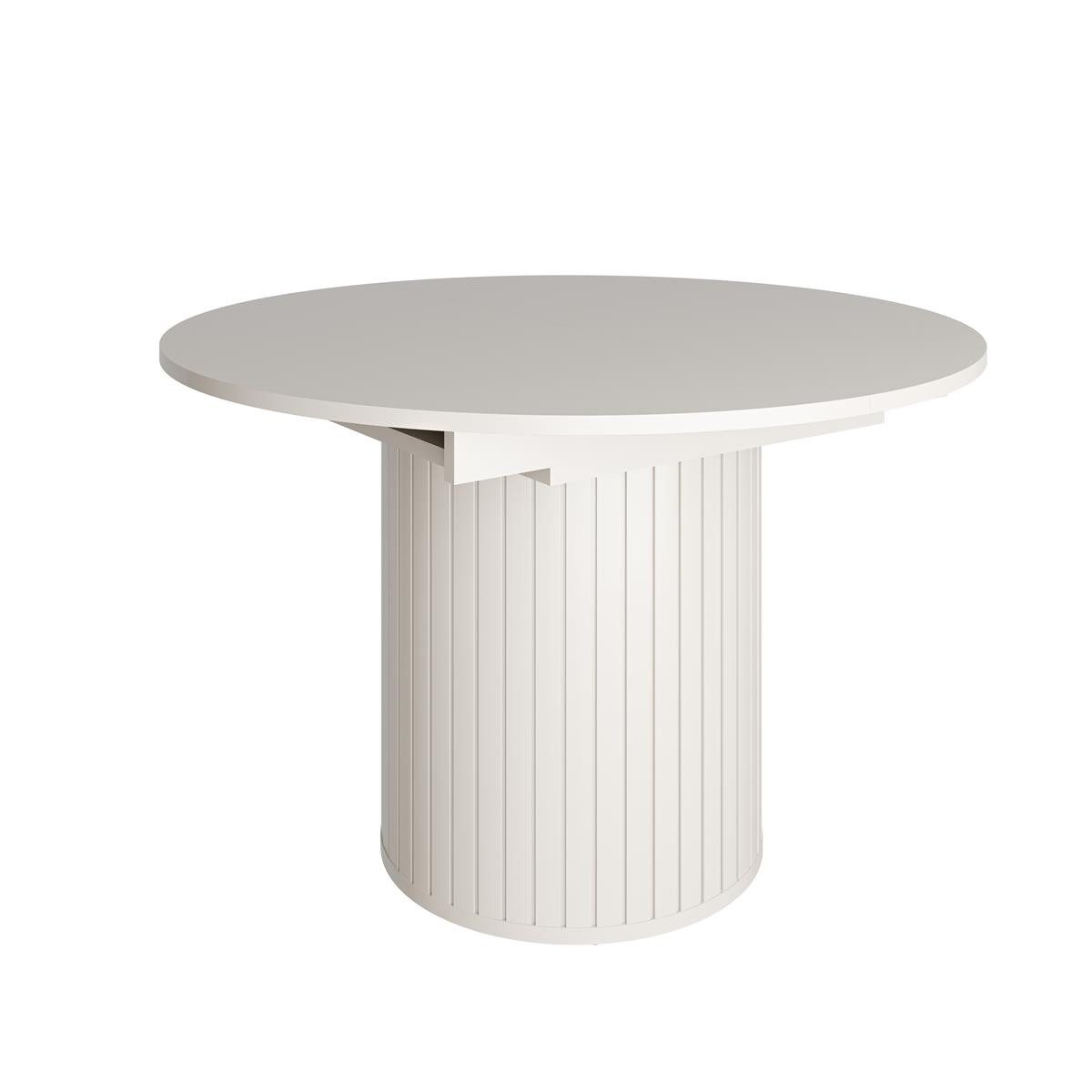 Compleo Esstisch MODERNO Ausziehtisch mit runder Platte und stabilem Säulengestell, 120–160 cm, Kaschmir, 22-mm-Platte, pflegeleicht – Bild 3 von 5